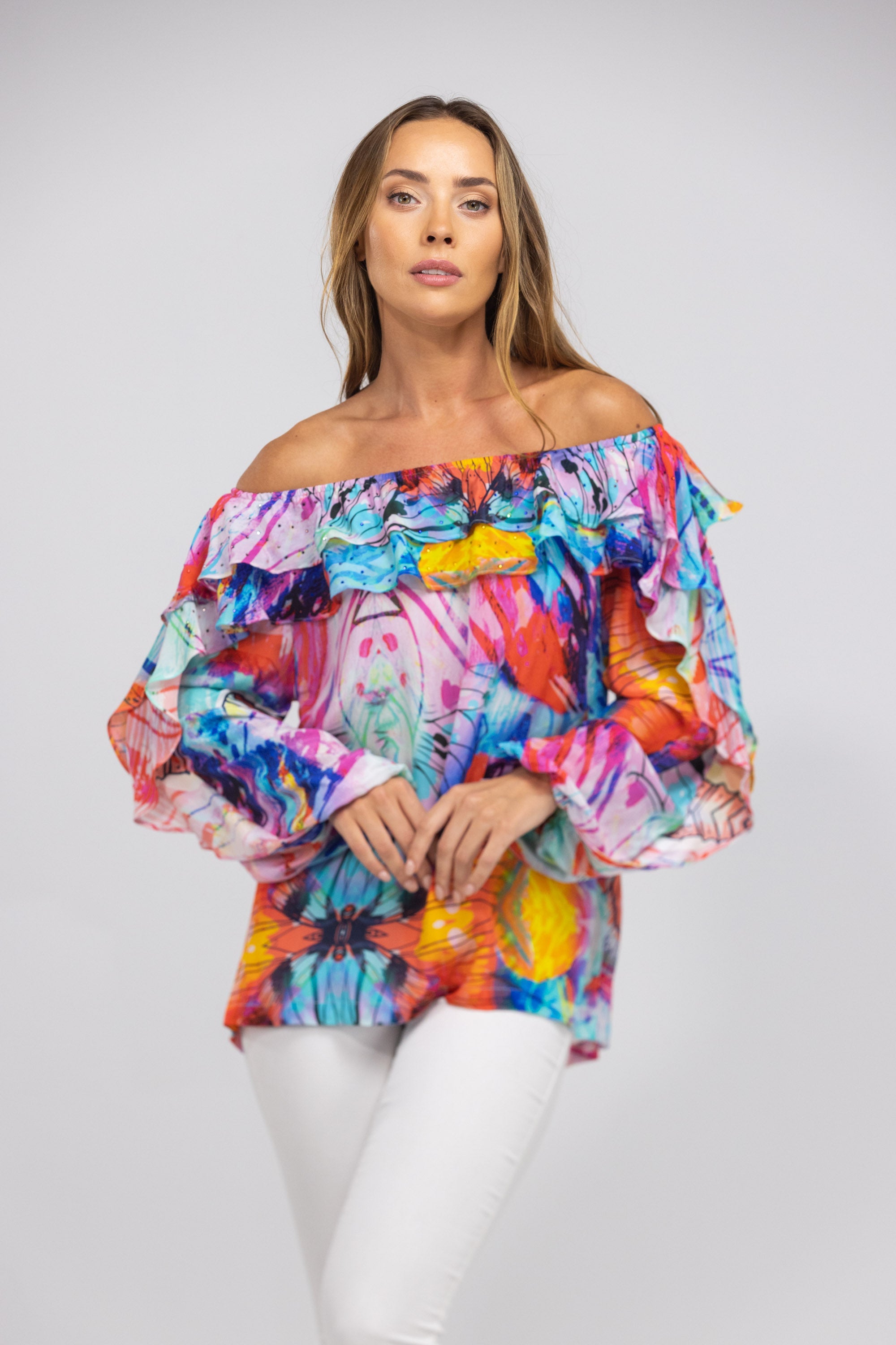 CANBERRA - FLAMENCO TOP 100% Silk - TheSwankStore