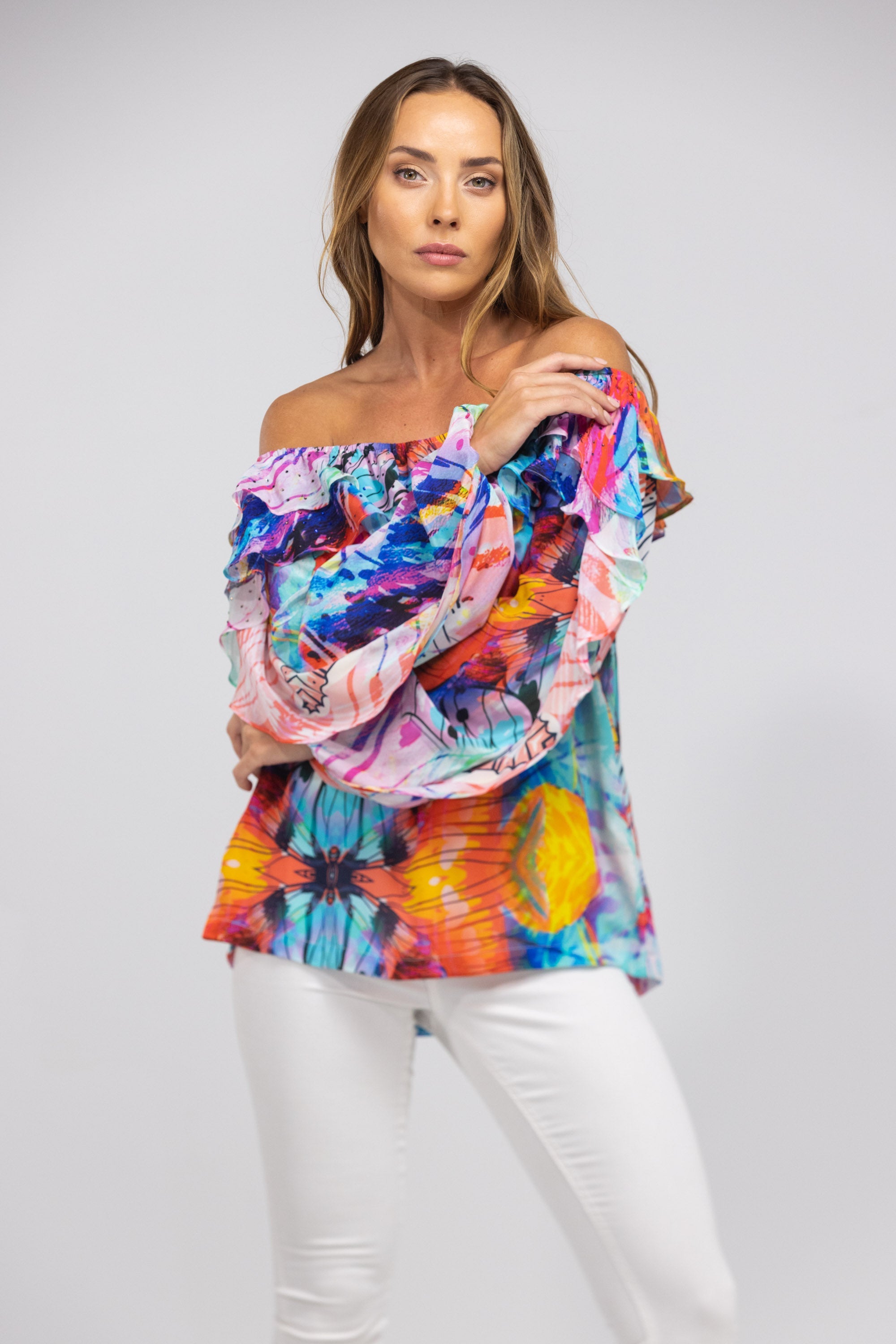 CANBERRA - FLAMENCO TOP 100% Silk - TheSwankStore