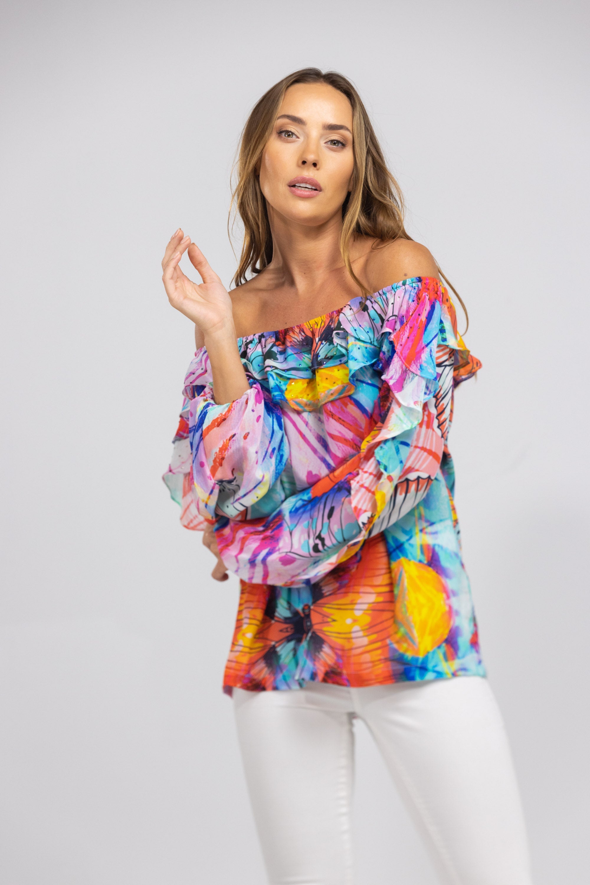 CANBERRA - FLAMENCO TOP 100% Silk - TheSwankStore