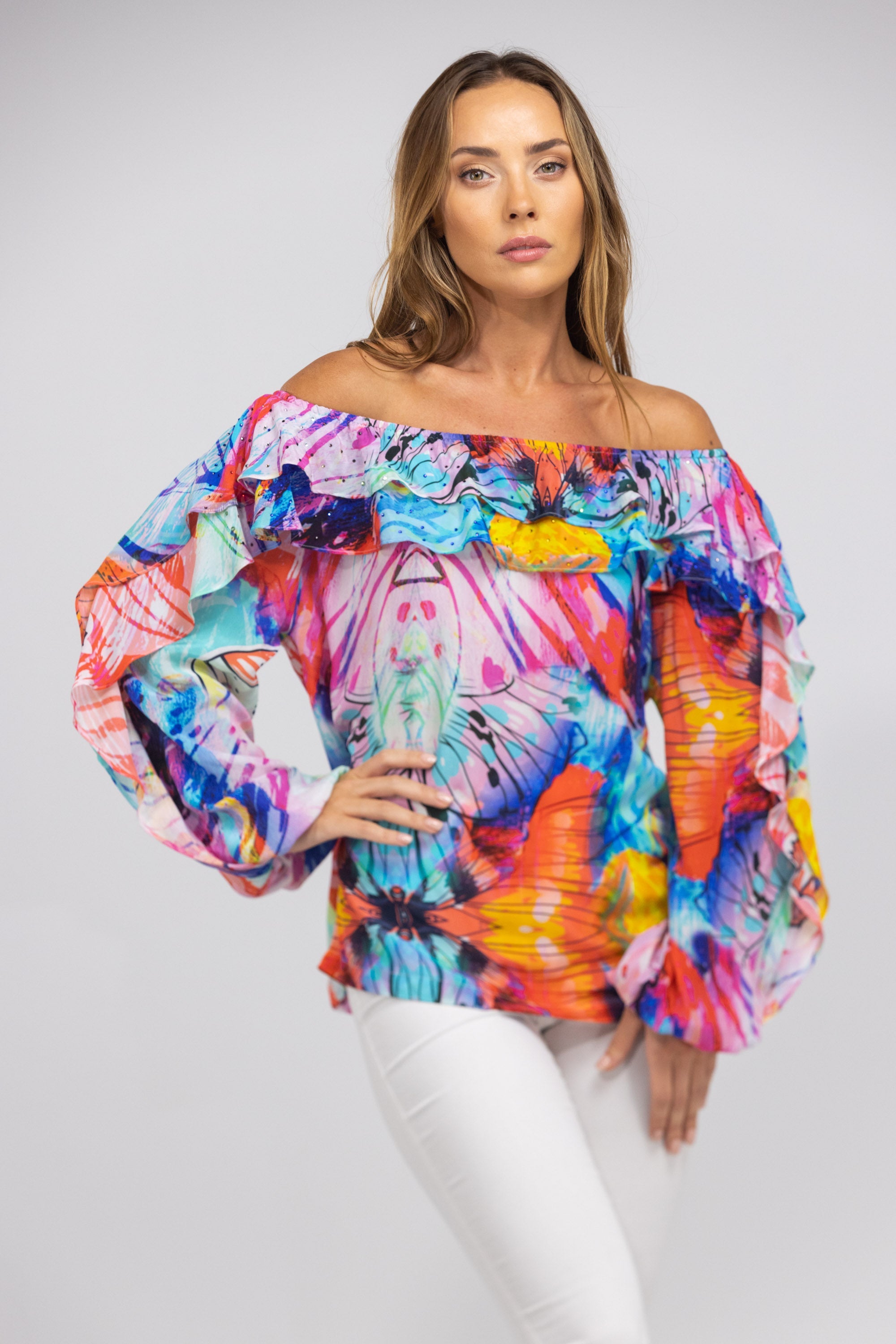 CANBERRA - FLAMENCO TOP 100% Silk - TheSwankStore