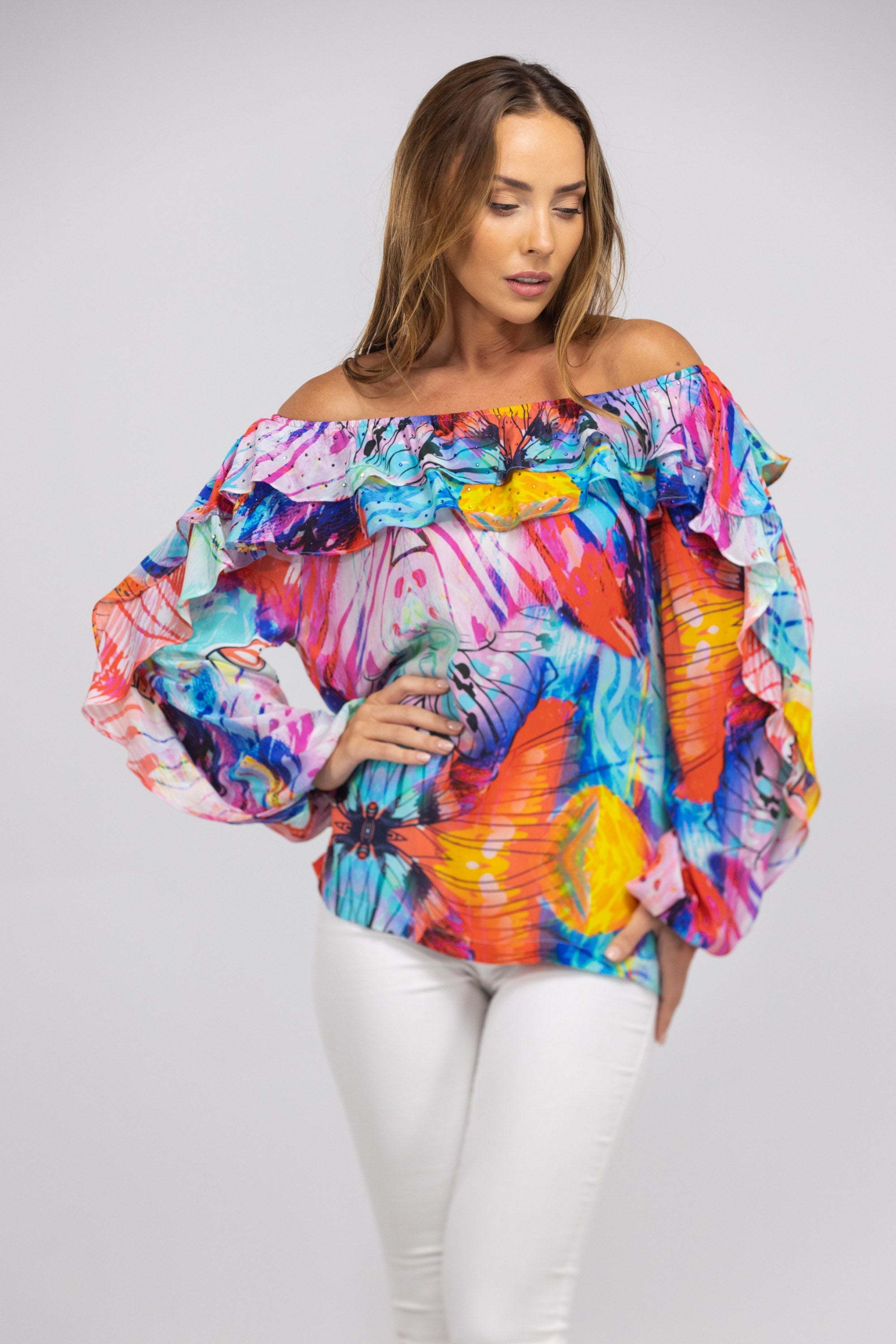 CANBERRA - FLAMENCO TOP 100% Silk - TheSwankStore