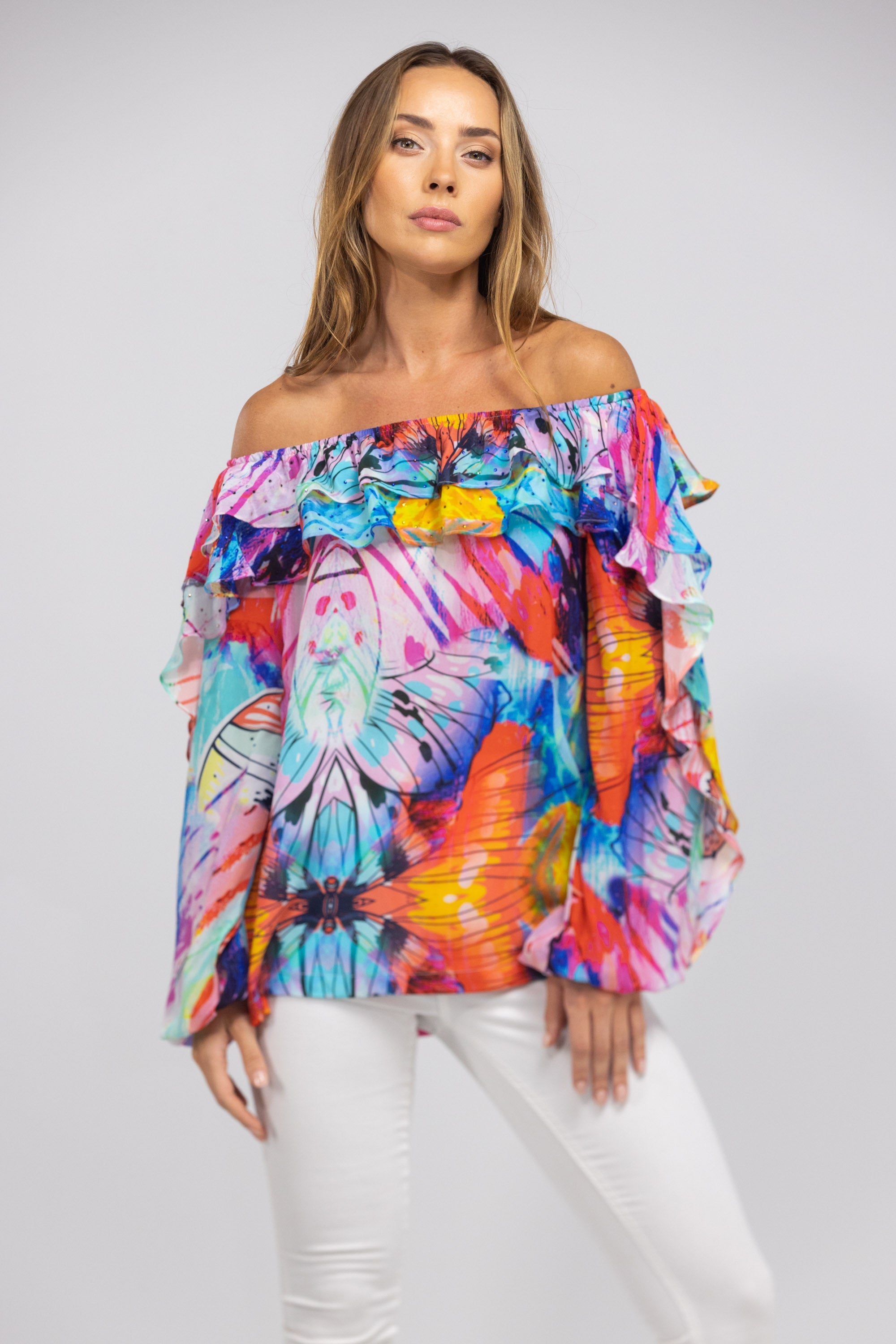 CANBERRA - FLAMENCO TOP 100% Silk - TheSwankStore