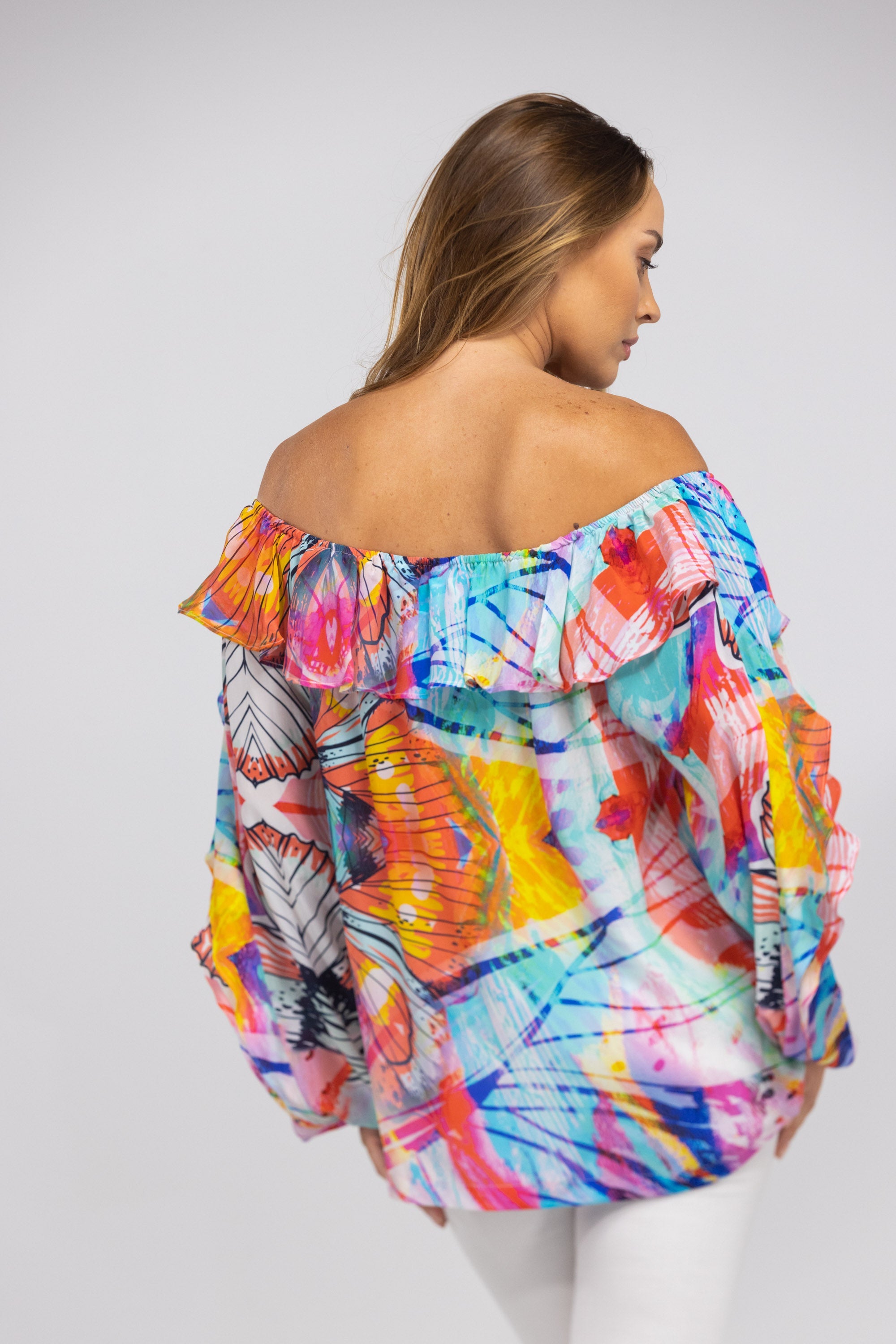 CANBERRA - FLAMENCO TOP 100% Silk - TheSwankStore