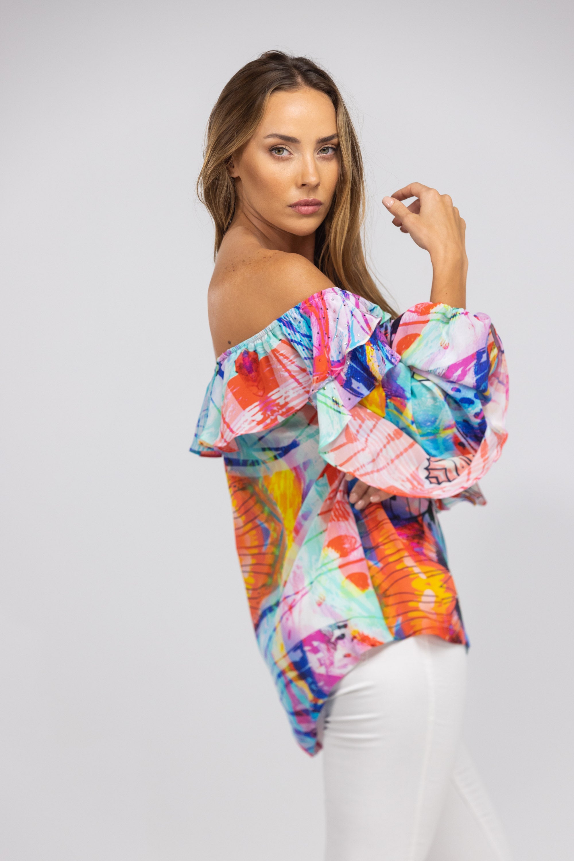 CANBERRA - FLAMENCO TOP 100% Silk - TheSwankStore