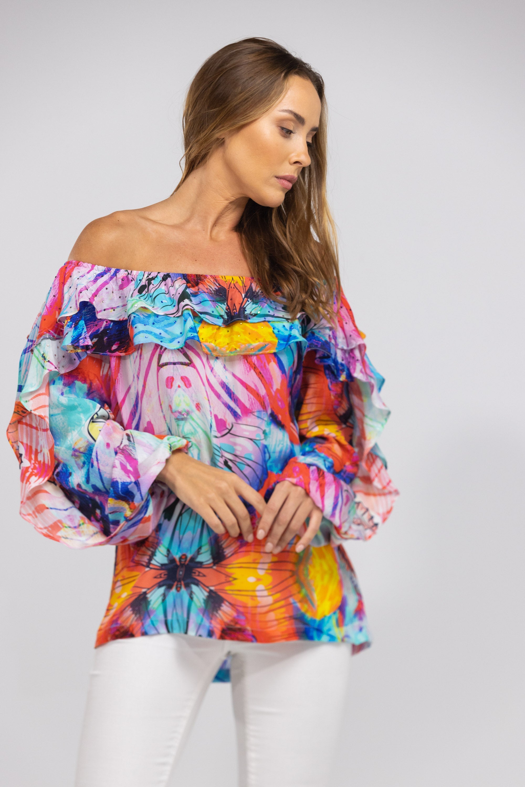 CANBERRA - FLAMENCO TOP 100% Silk - TheSwankStore