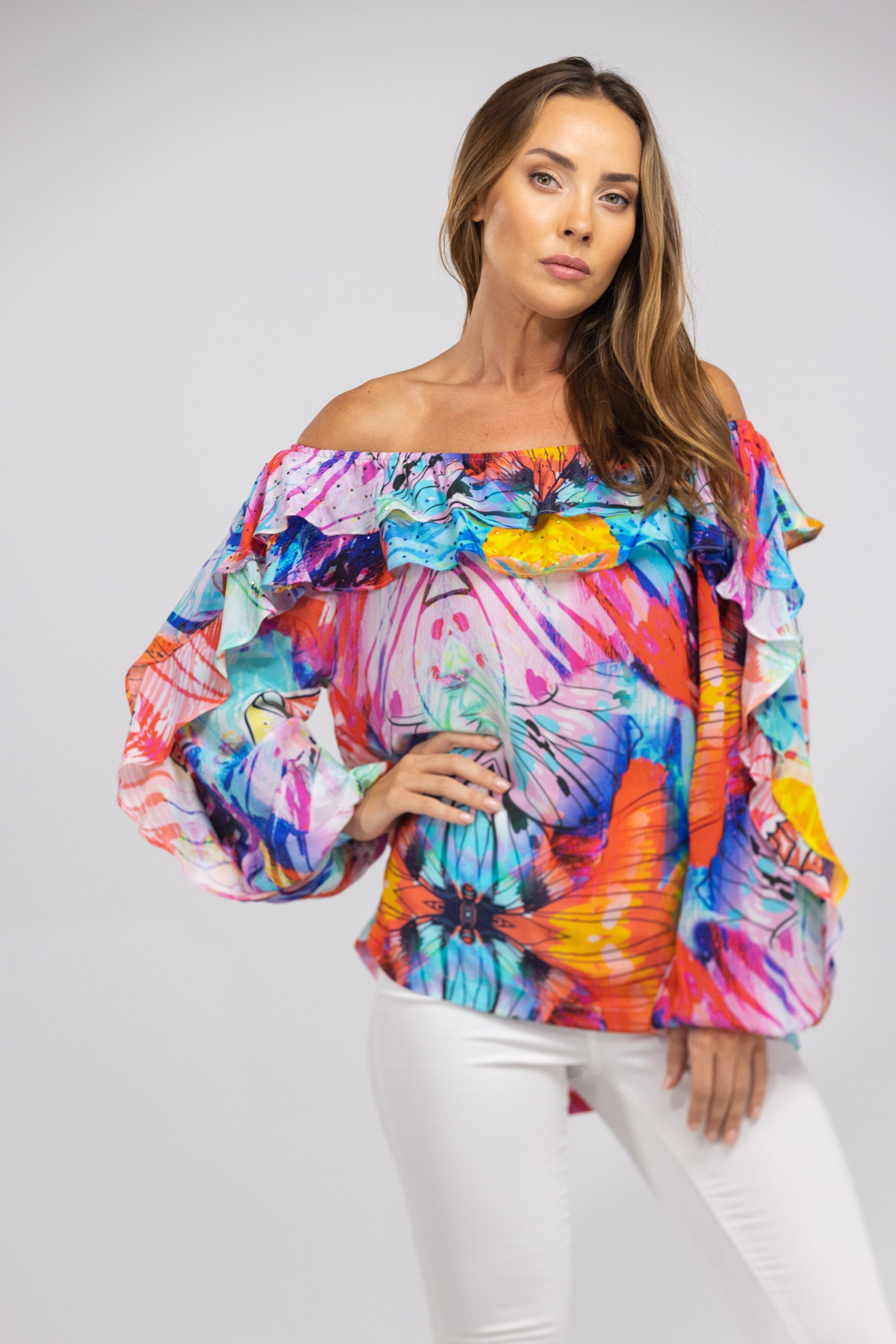 CANBERRA - FLAMENCO TOP 100% Silk - TheSwankStore