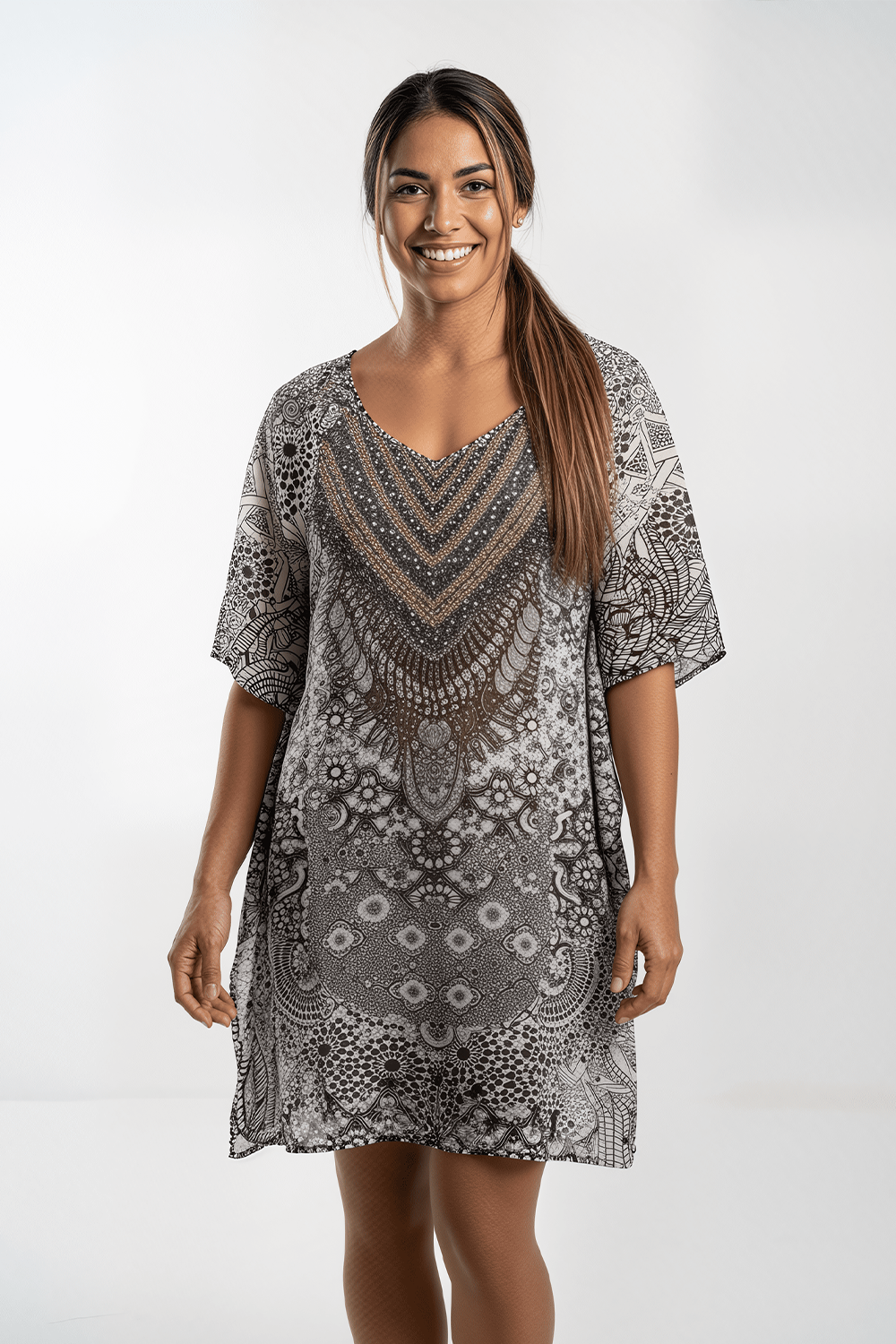 CASABLANCA - SLIT SLEEVE DRESS 100% Silk (Size - M/L)) - TheSwankStore
