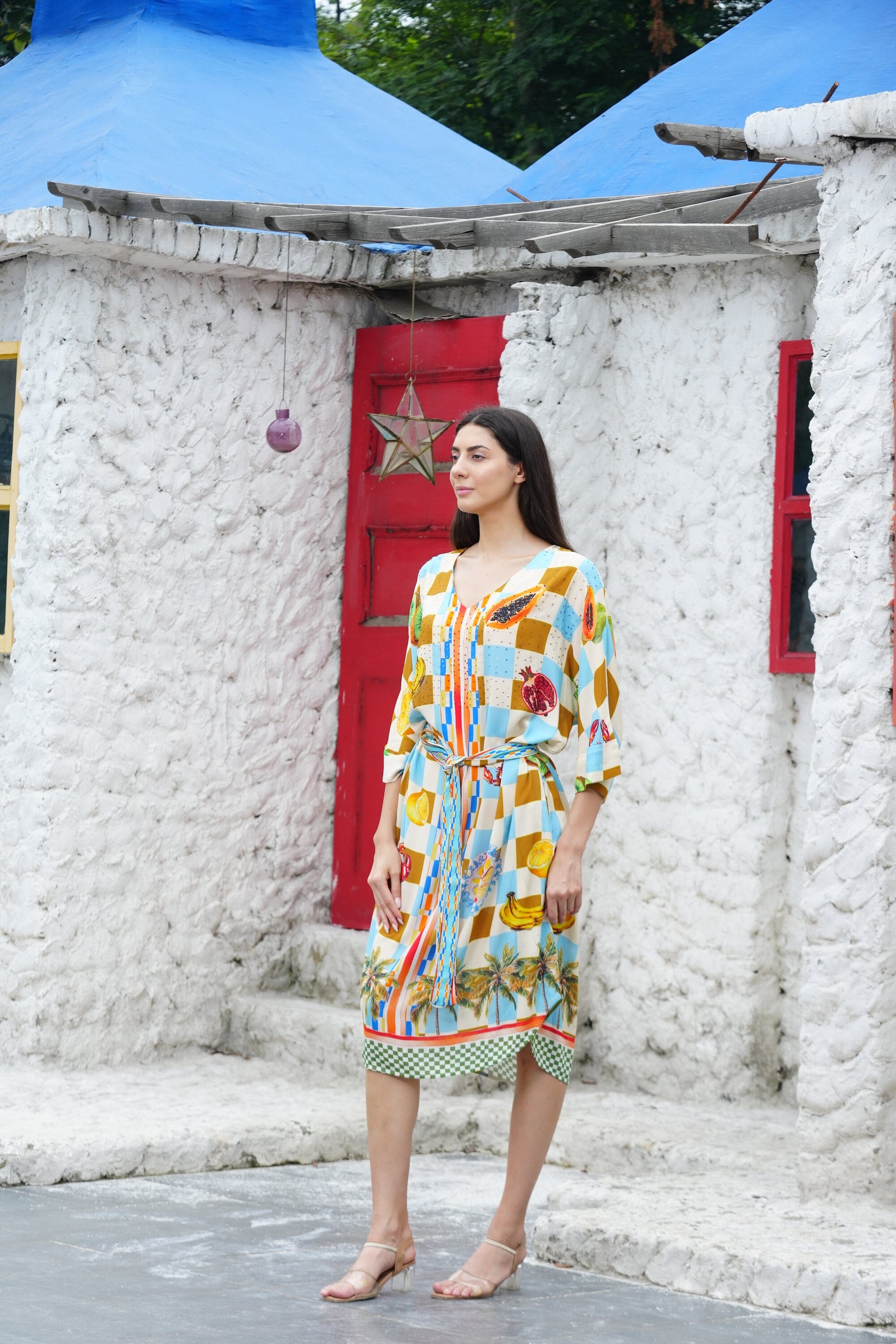 LUCCIANO - MIDI DRESS WITH SHORT SLEEVE MIDI DRESS TheSwankStore