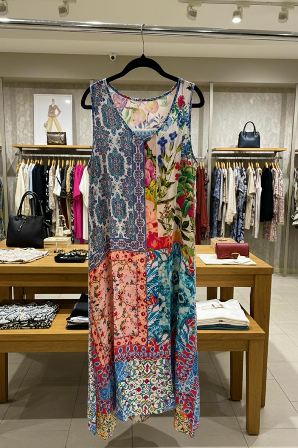 Front view of the Bondi Resortwear Damascus Flowing Maxi Dress styled as elegant summer resort wear in Australia