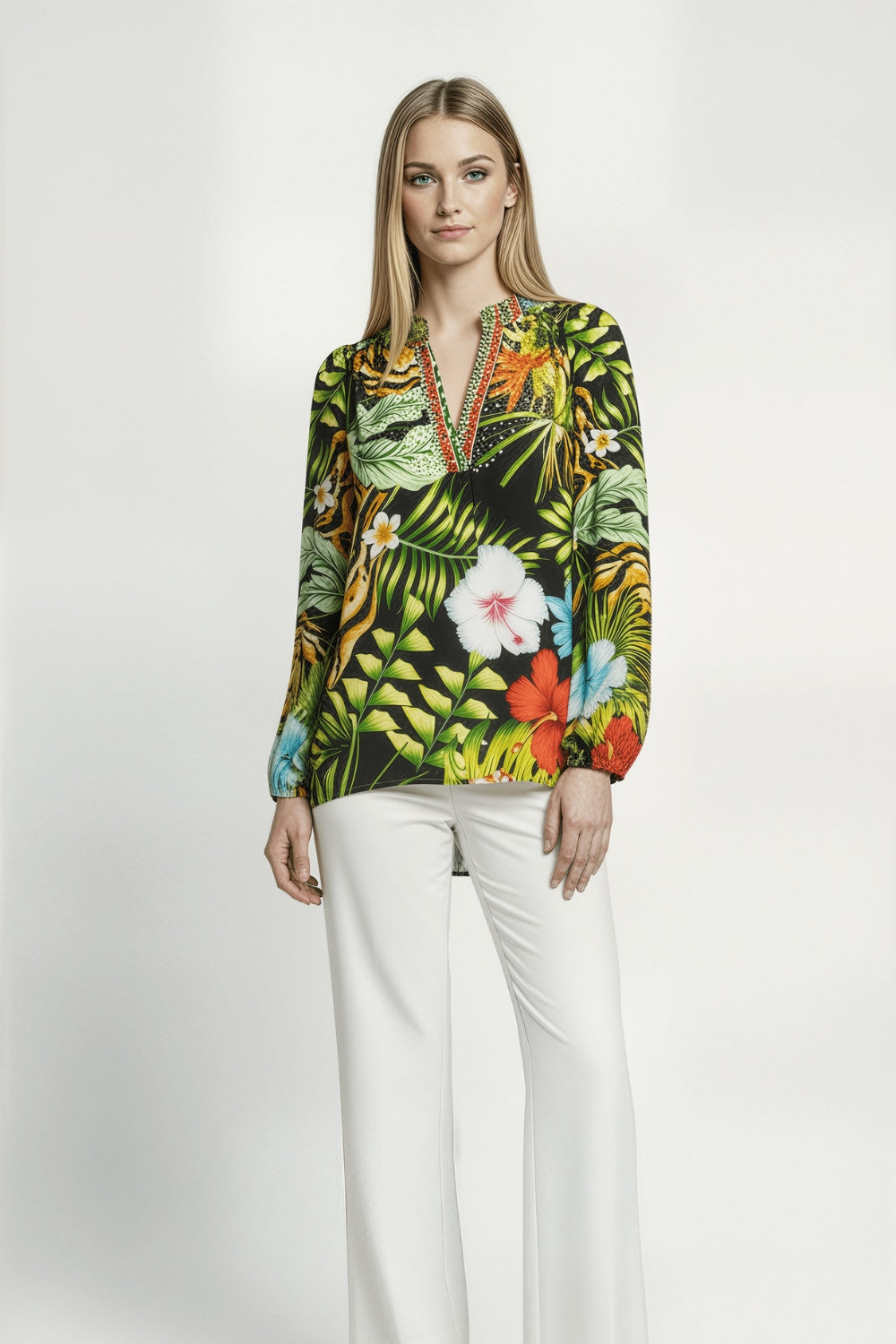 DARWIN - V NECK TOP 100% SILK (Size - XL/XXL) - TheSwankStore