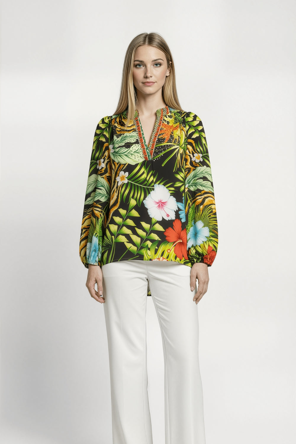 DARWIN - V NECK TOP 100% SILK (Size - XL/XXL) - TheSwankStore