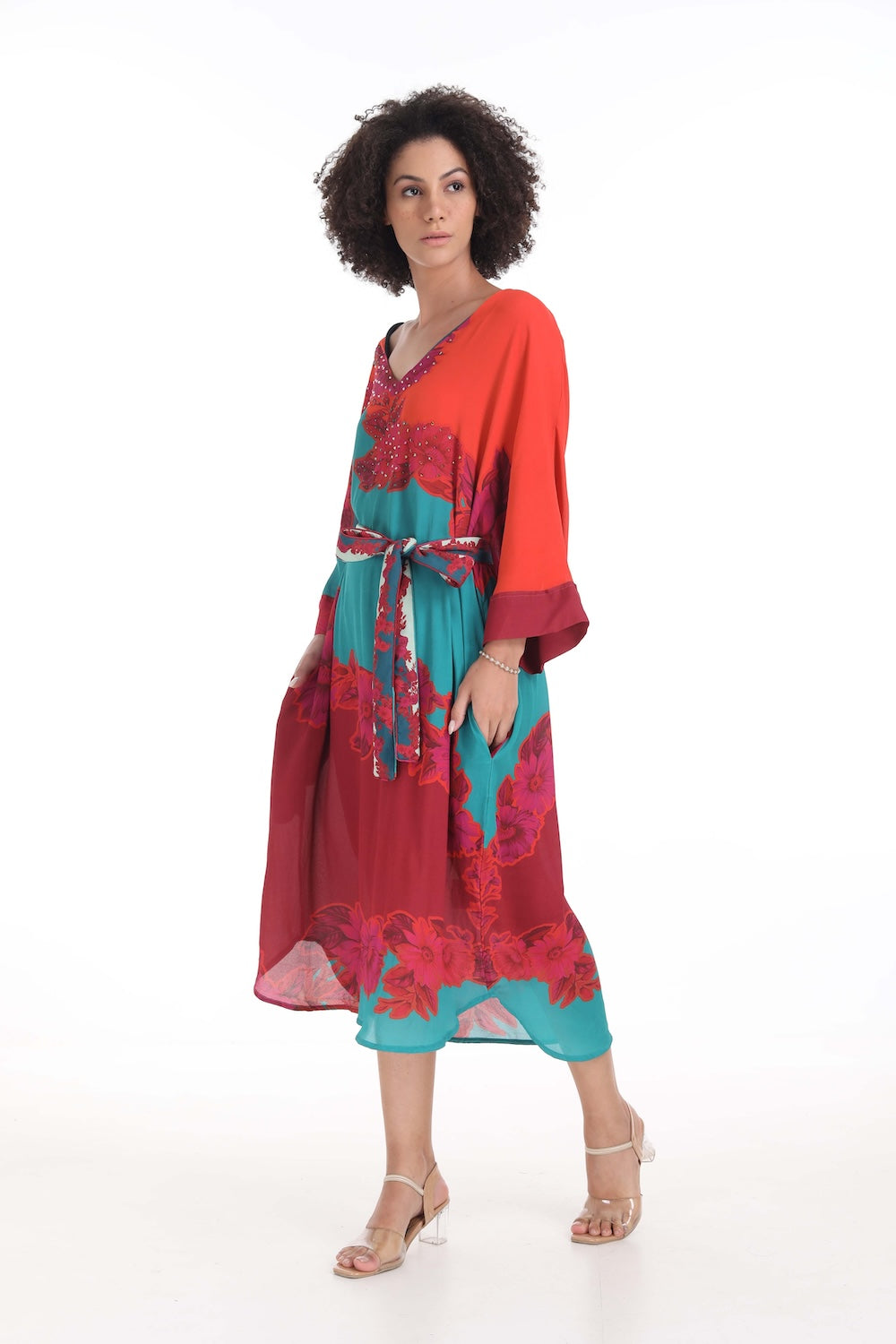 FIORENZE - MIDI DRESS WITH SHORT SLEEVE - TheSwankStore