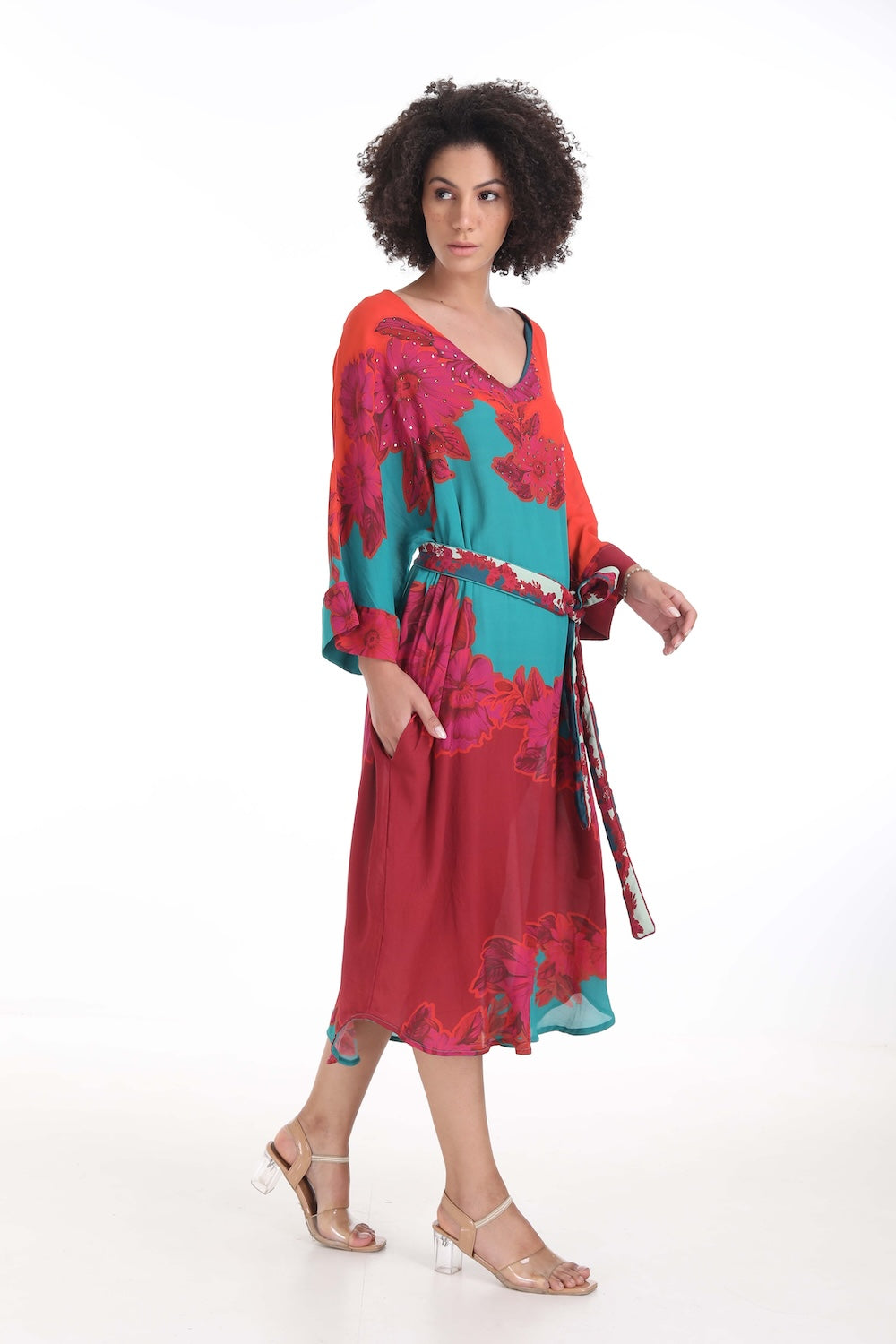 FIORENZE - MIDI DRESS WITH SHORT SLEEVE - TheSwankStore