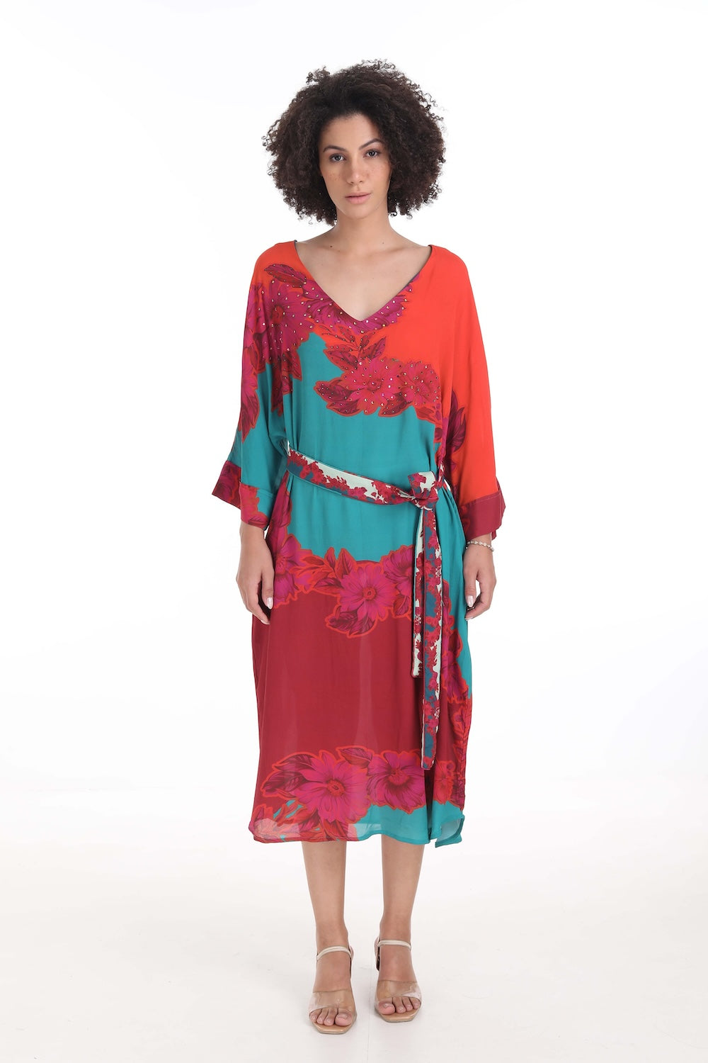 FIORENZE - MIDI DRESS WITH SHORT SLEEVE - TheSwankStore