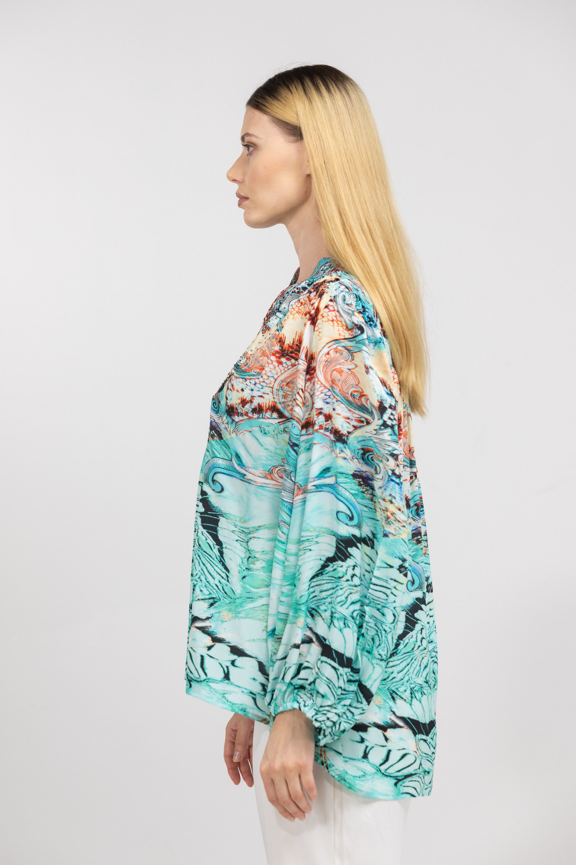 GOLD COAST - V NECK TOP 100% Silk (Size - M/L) - TheSwankStore