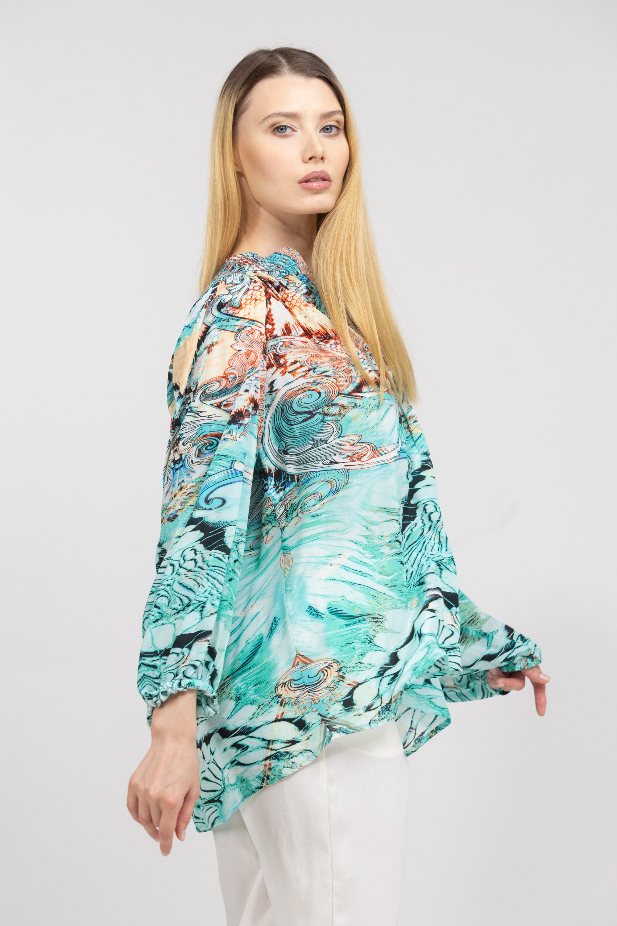 GOLD COAST - V NECK TOP 100% Silk (Size - M/L) - TheSwankStore