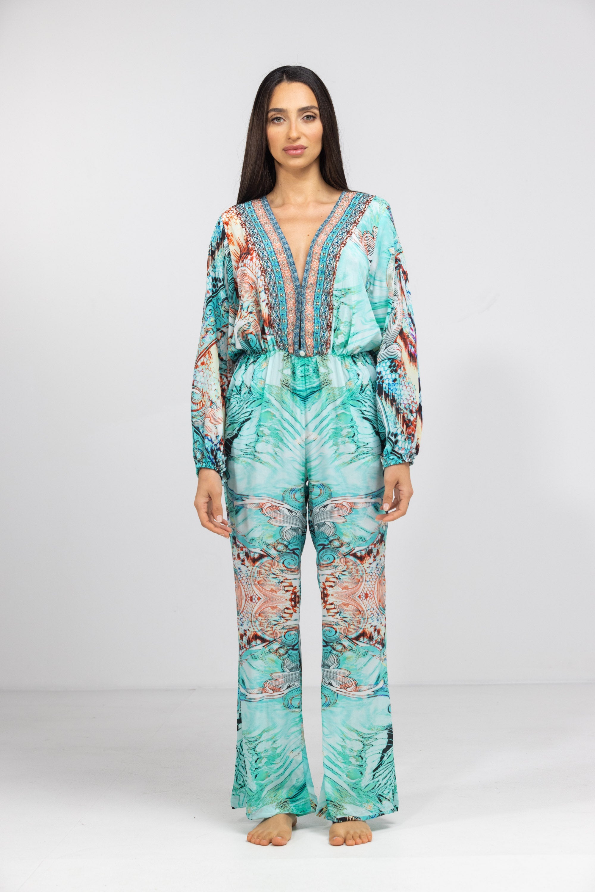 GOLDCOAST - LUXE JUMPSUIT 100% Silk (Size - XL/XXL) - TheSwankStore