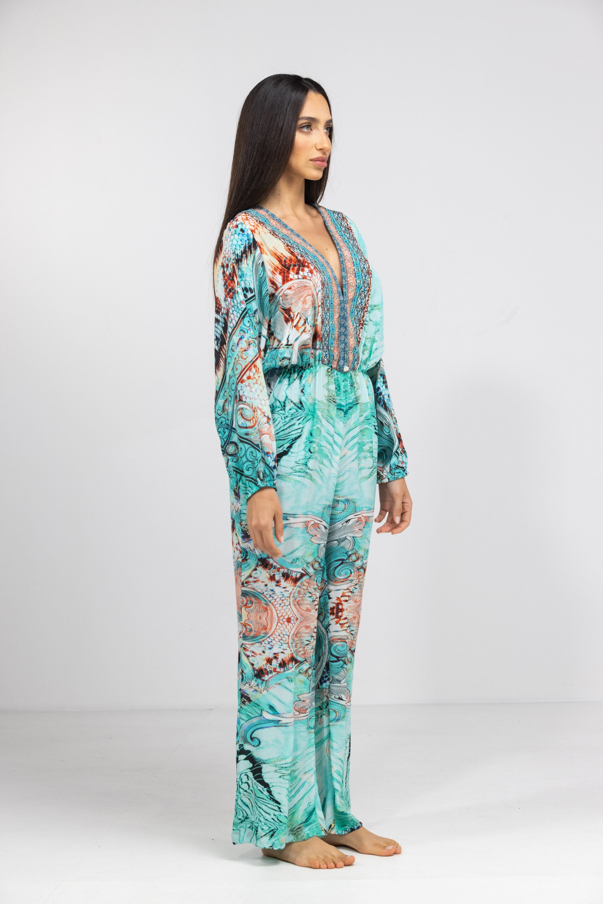 GOLDCOAST - LUXE JUMPSUIT 100% Silk (Size - XL/XXL) - TheSwankStore
