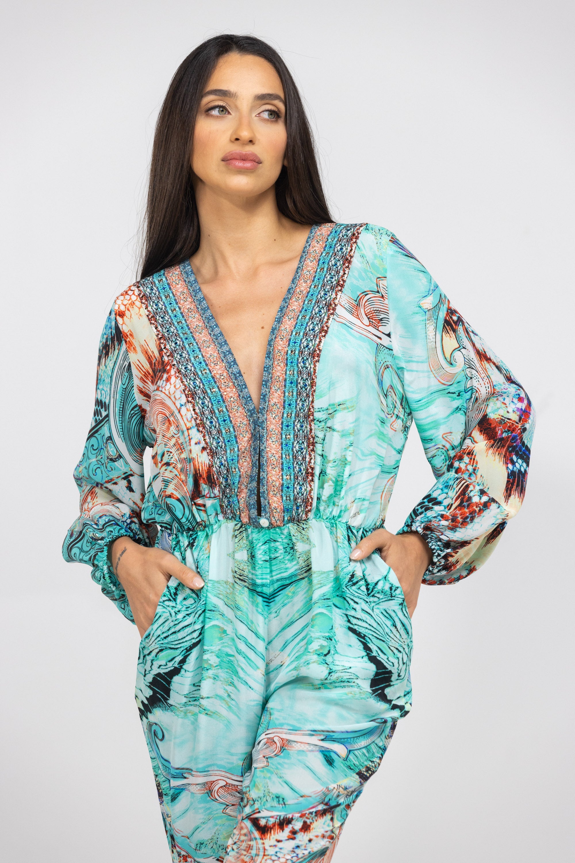 GOLDCOAST - LUXE JUMPSUIT 100% Silk (Size - XL/XXL) - TheSwankStore