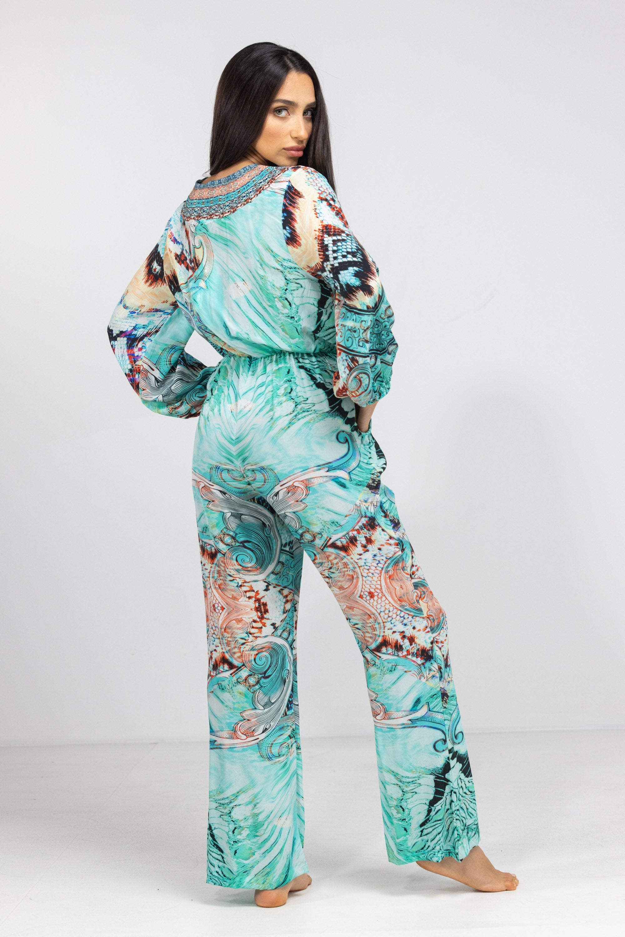 GOLDCOAST - LUXE JUMPSUIT 100% Silk (Size - XL/XXL) - TheSwankStore
