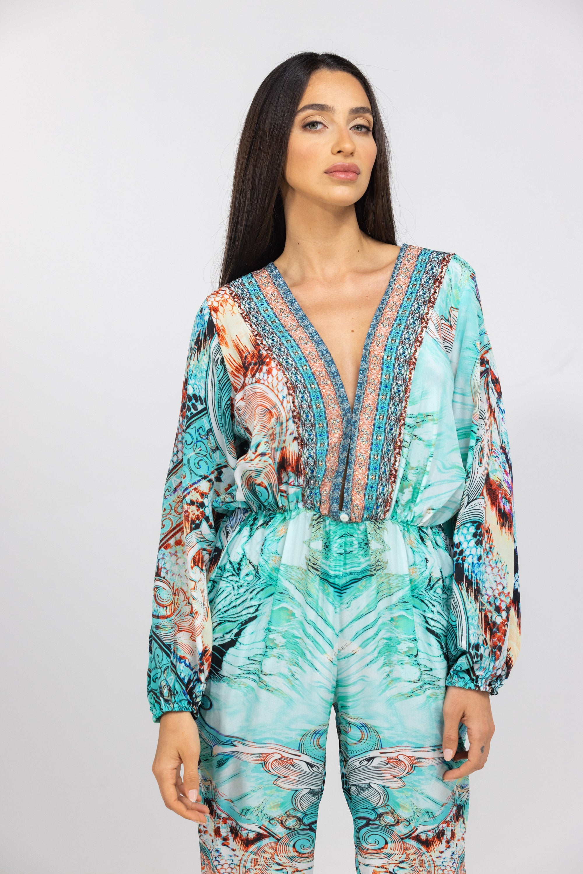 GOLDCOAST - LUXE JUMPSUIT 100% Silk (Size - XL/XXL) - TheSwankStore
