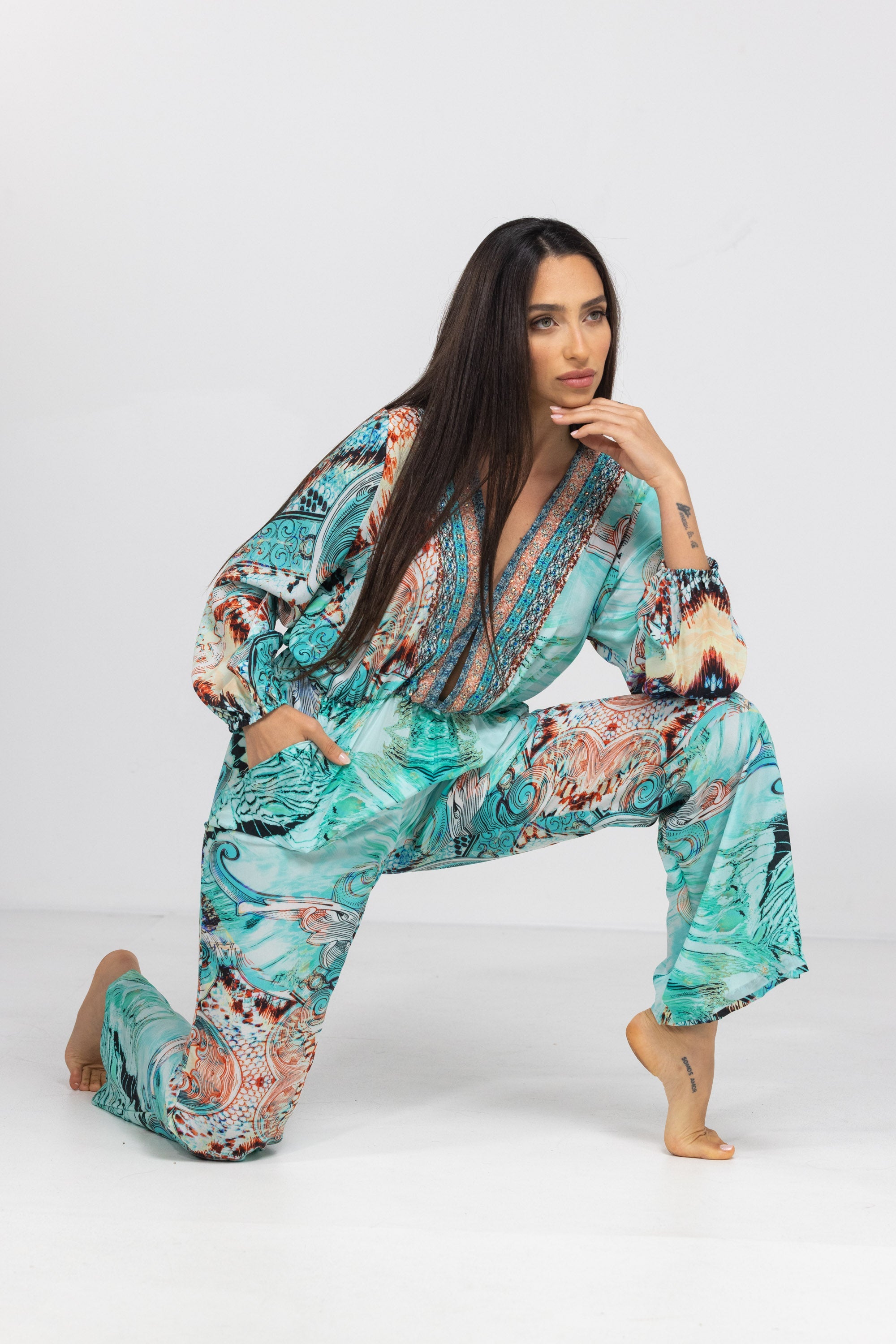 GOLDCOAST - LUXE JUMPSUIT 100% Silk (Size - XL/XXL) - TheSwankStore