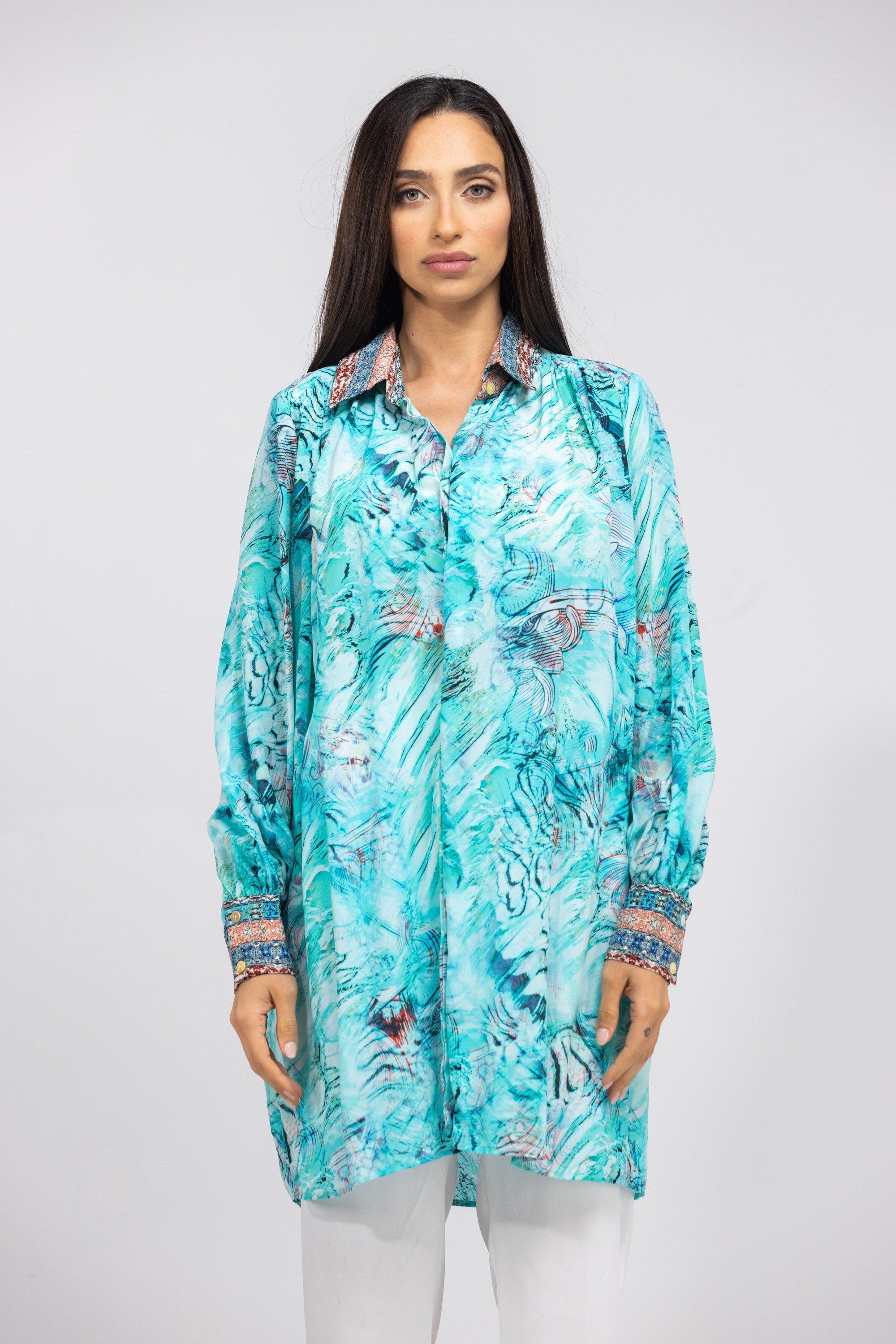 GOLDCOAST - PUFF SLEEVE DRESS 100% Silk (Size - M/L) - TheSwankStore