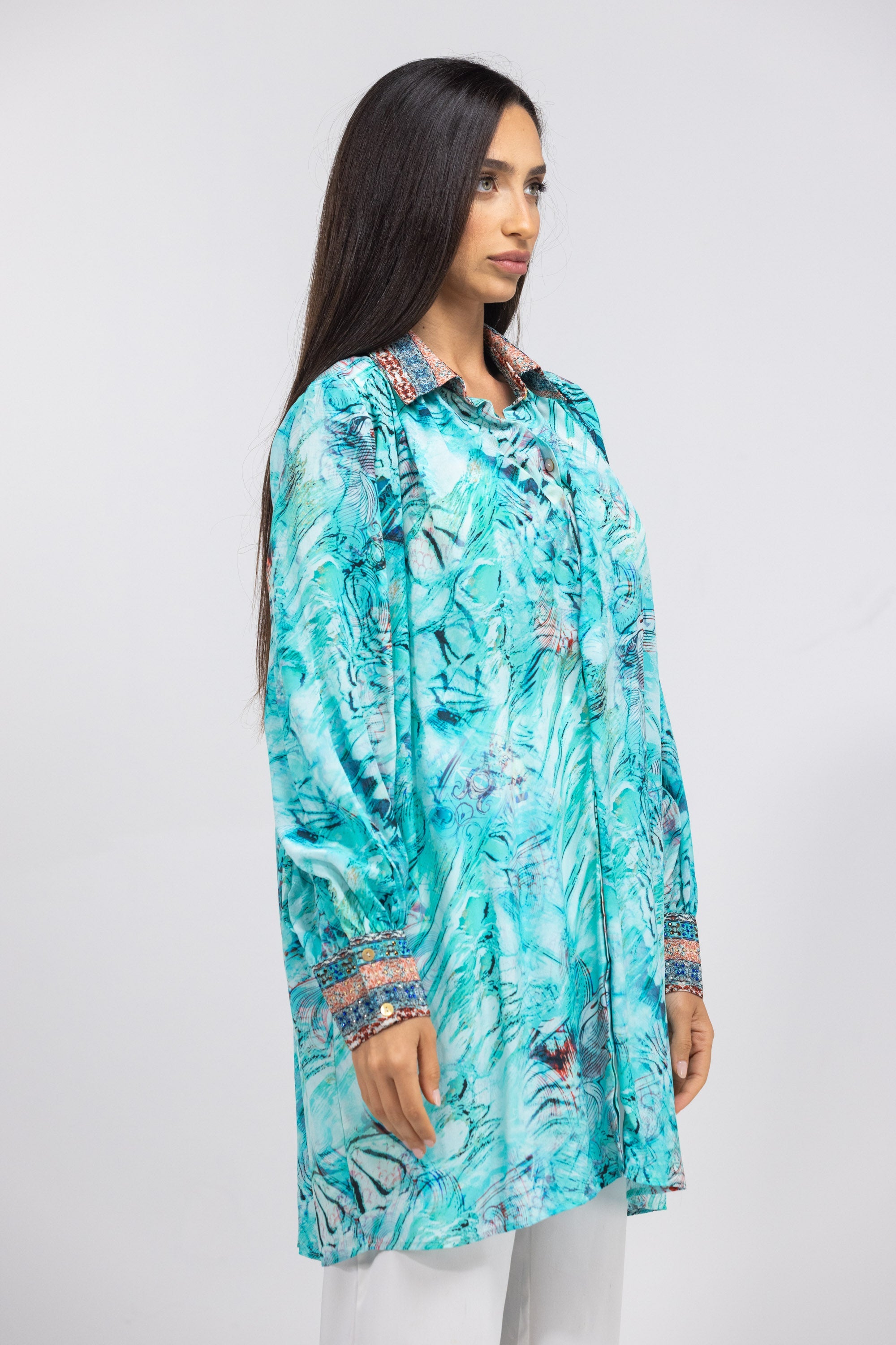 GOLDCOAST - PUFF SLEEVE DRESS 100% Silk (Size - M/L) - TheSwankStore