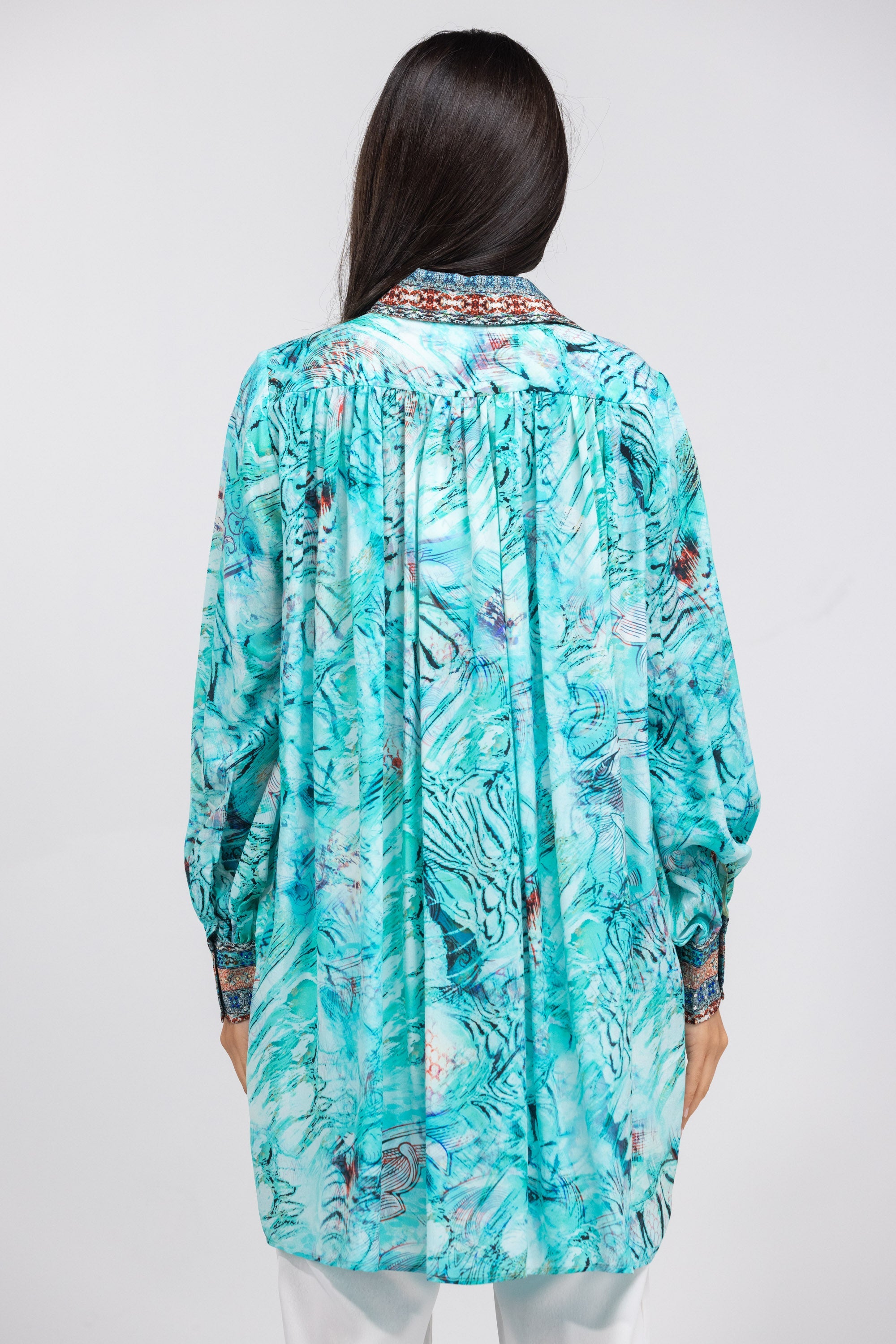GOLDCOAST - PUFF SLEEVE DRESS 100% Silk (Size - M/L) - TheSwankStore