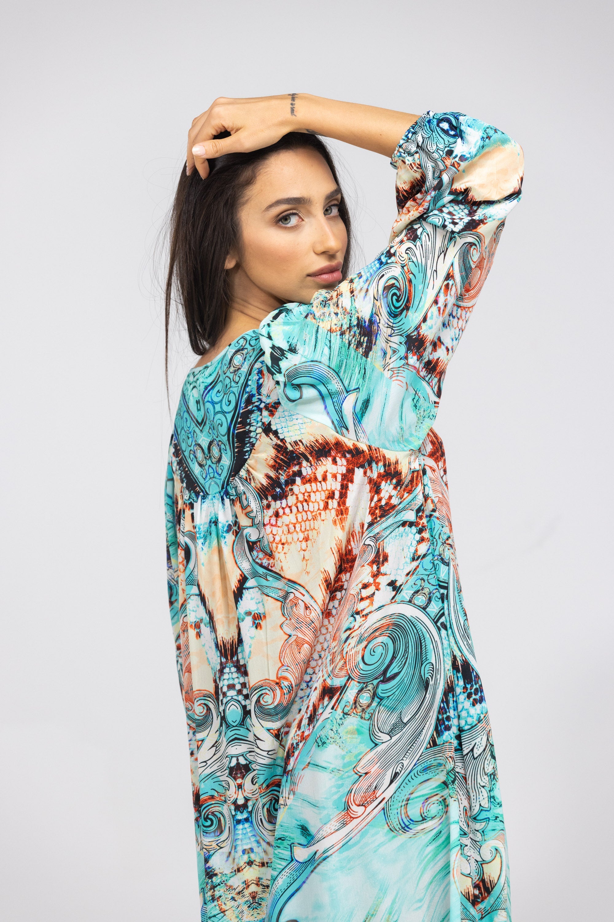 GOLDCOAST - V NECK DRESS LONG 100% Silk (Size - S/M) - TheSwankStore