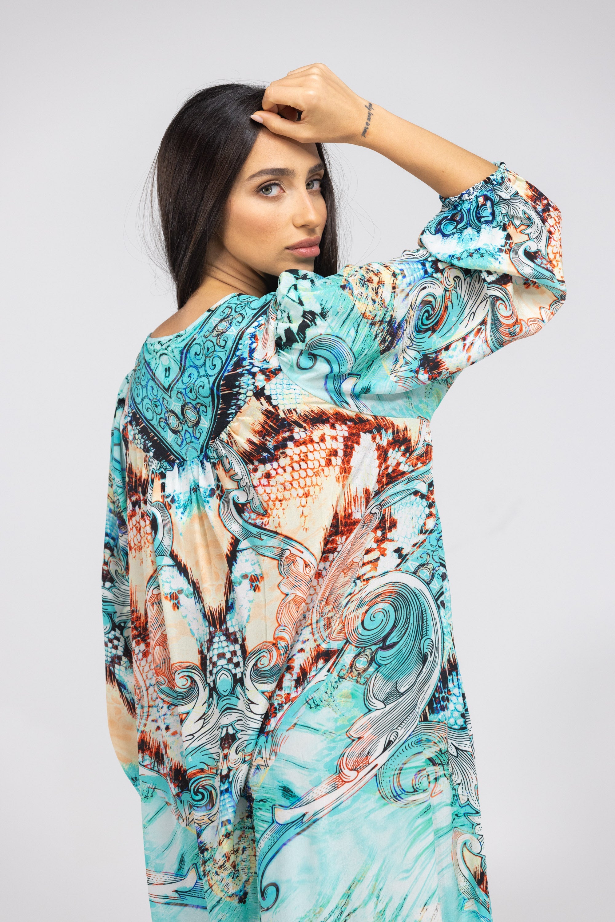 GOLDCOAST - V NECK DRESS LONG 100% Silk (Size - S/M) - TheSwankStore