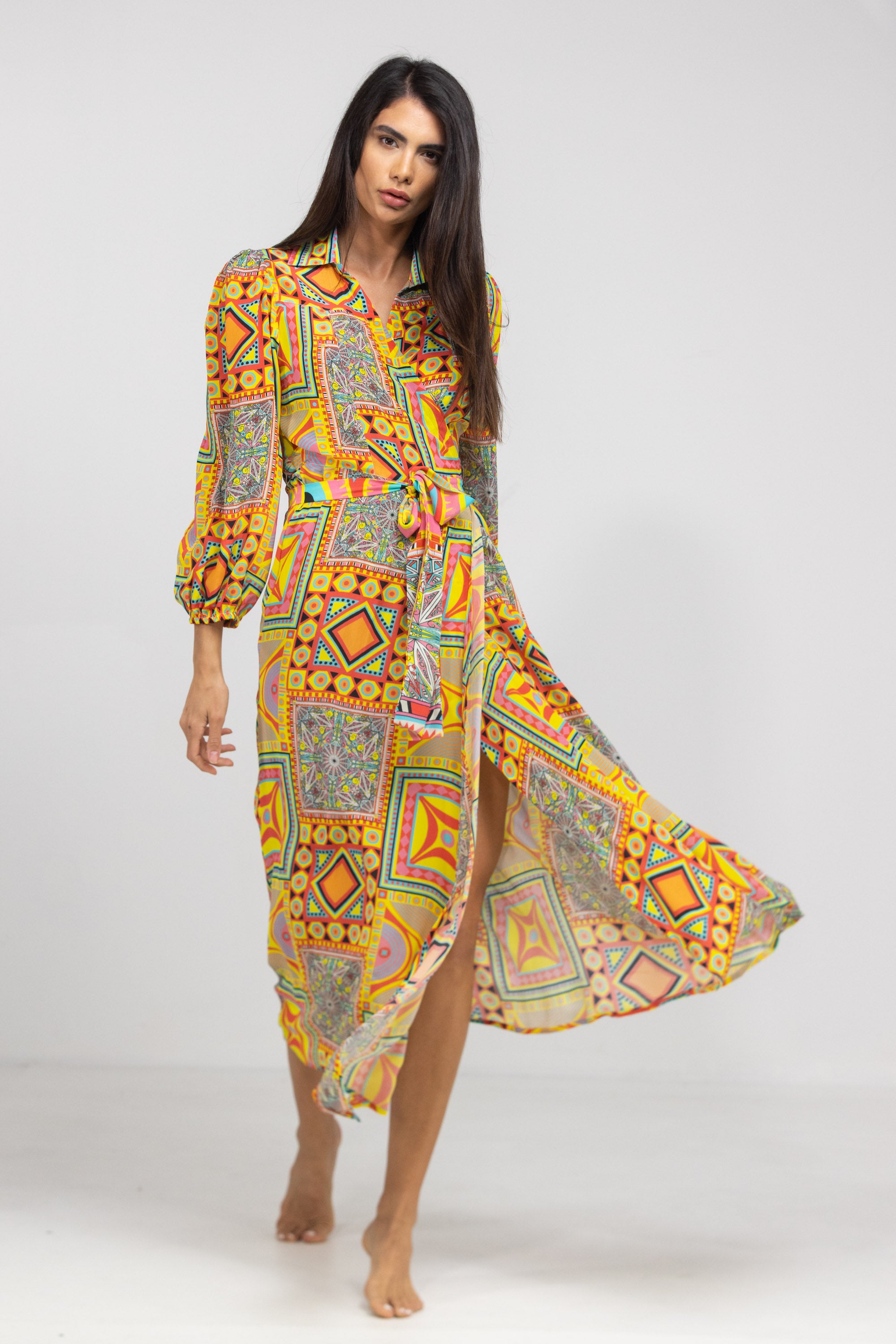HOBART - COLLAR SHIRT DRESS 100% Silk - TheSwankStore