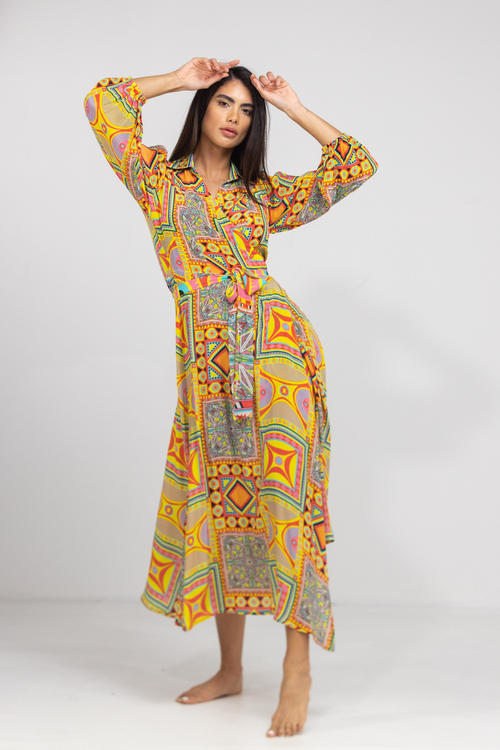 HOBART - COLLAR SHIRT DRESS 100% Silk - TheSwankStore