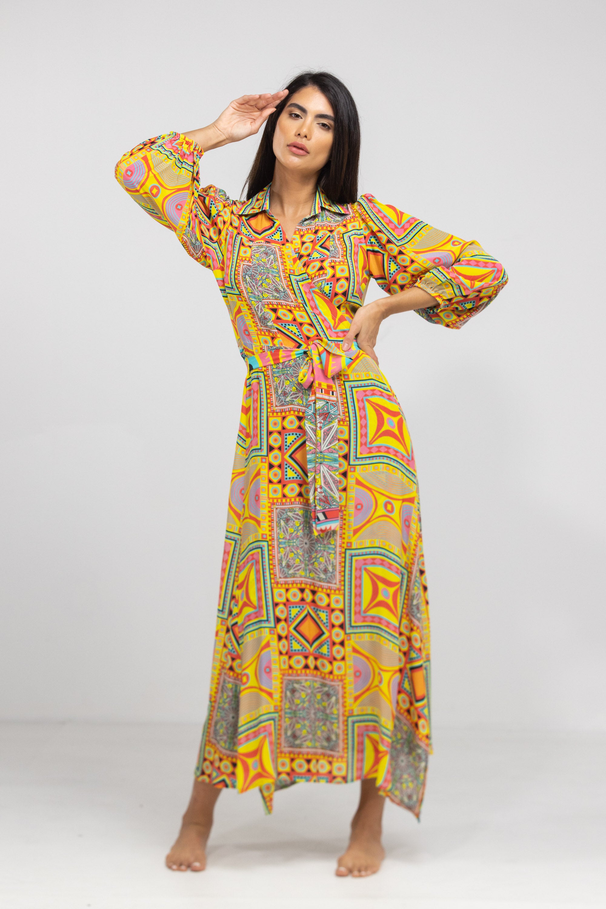 HOBART - COLLAR SHIRT DRESS 100% Silk - TheSwankStore