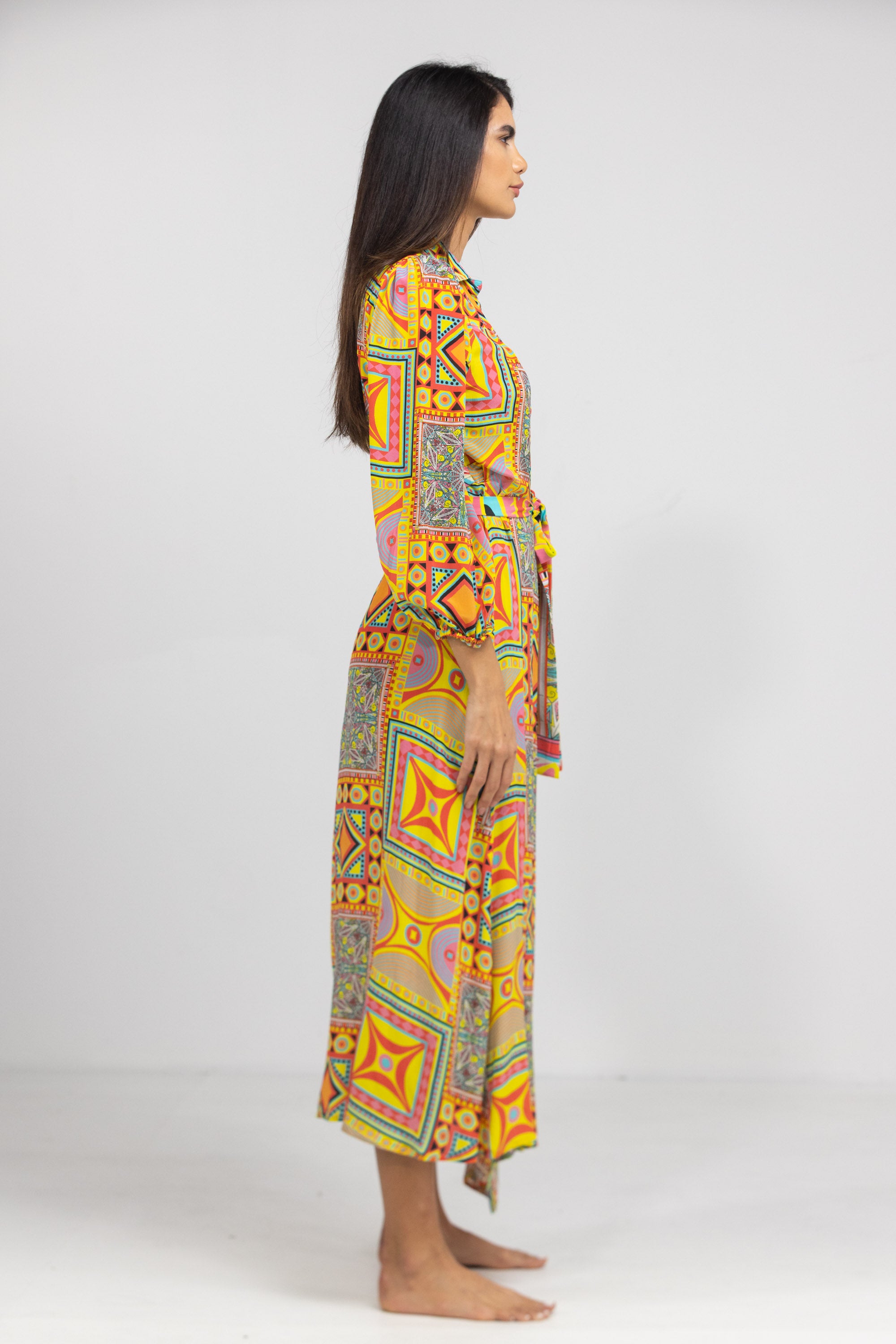 HOBART - COLLAR SHIRT DRESS 100% Silk - TheSwankStore