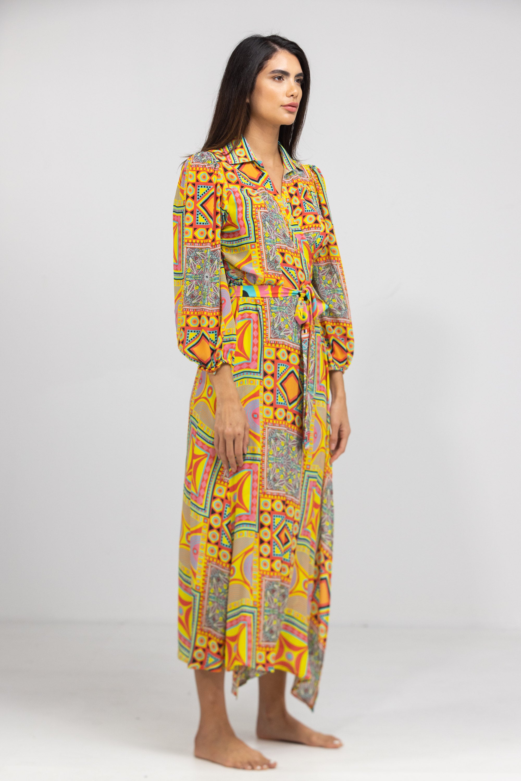 HOBART - COLLAR SHIRT DRESS 100% Silk - TheSwankStore