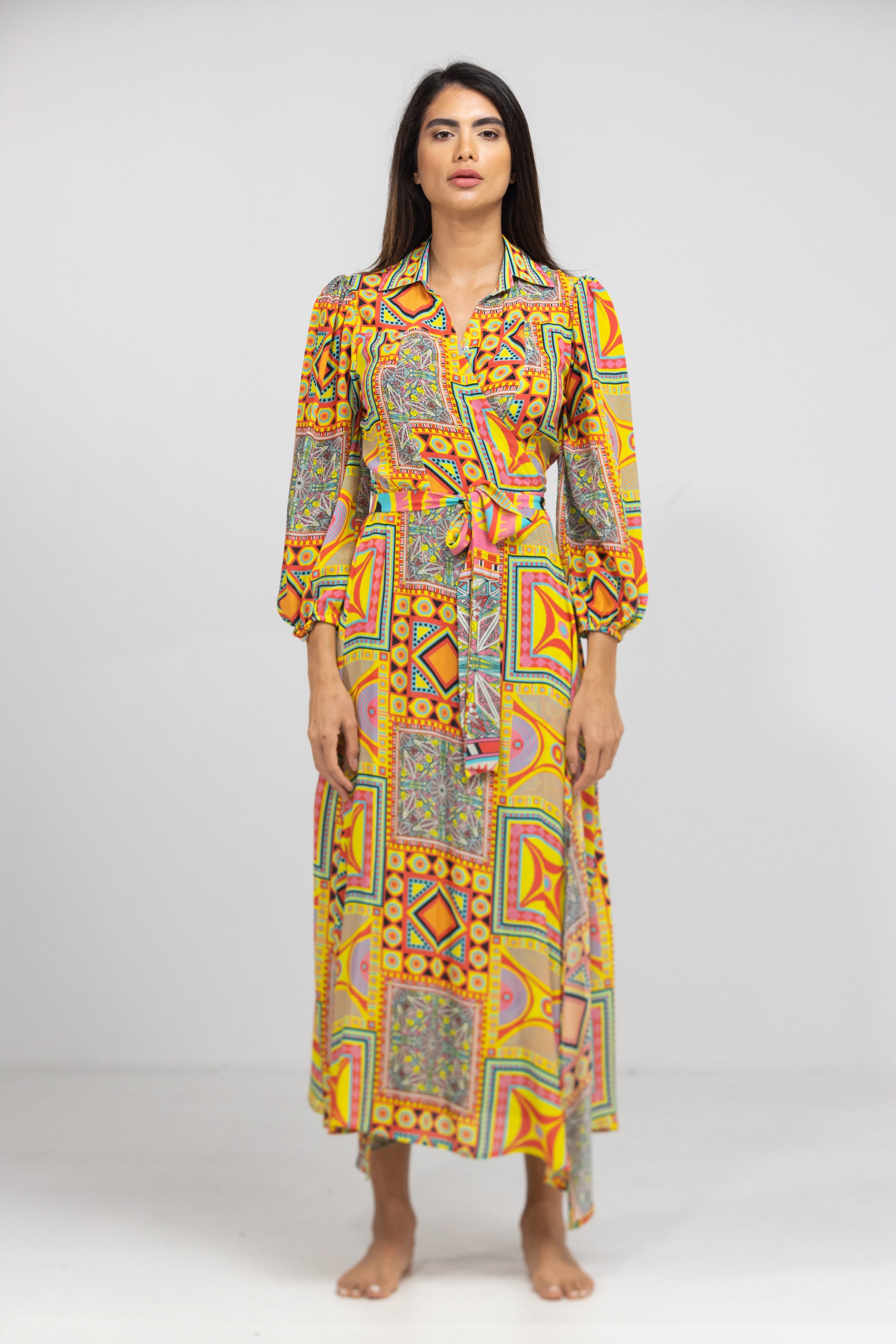 HOBART - COLLAR SHIRT DRESS 100% Silk - TheSwankStore