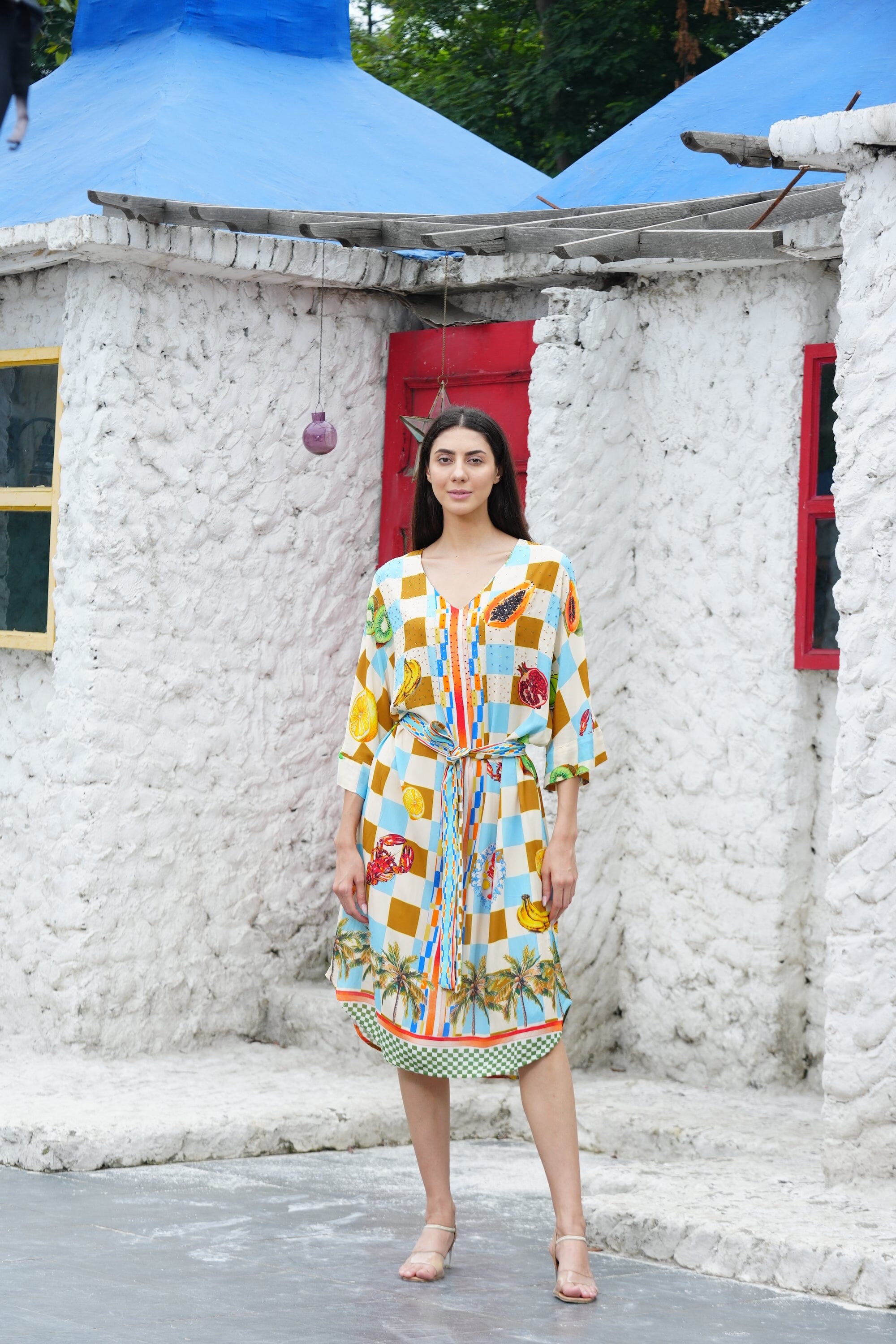 LUCCIANO - MIDI DRESS WITH SHORT SLEEVE - TheSwankStore