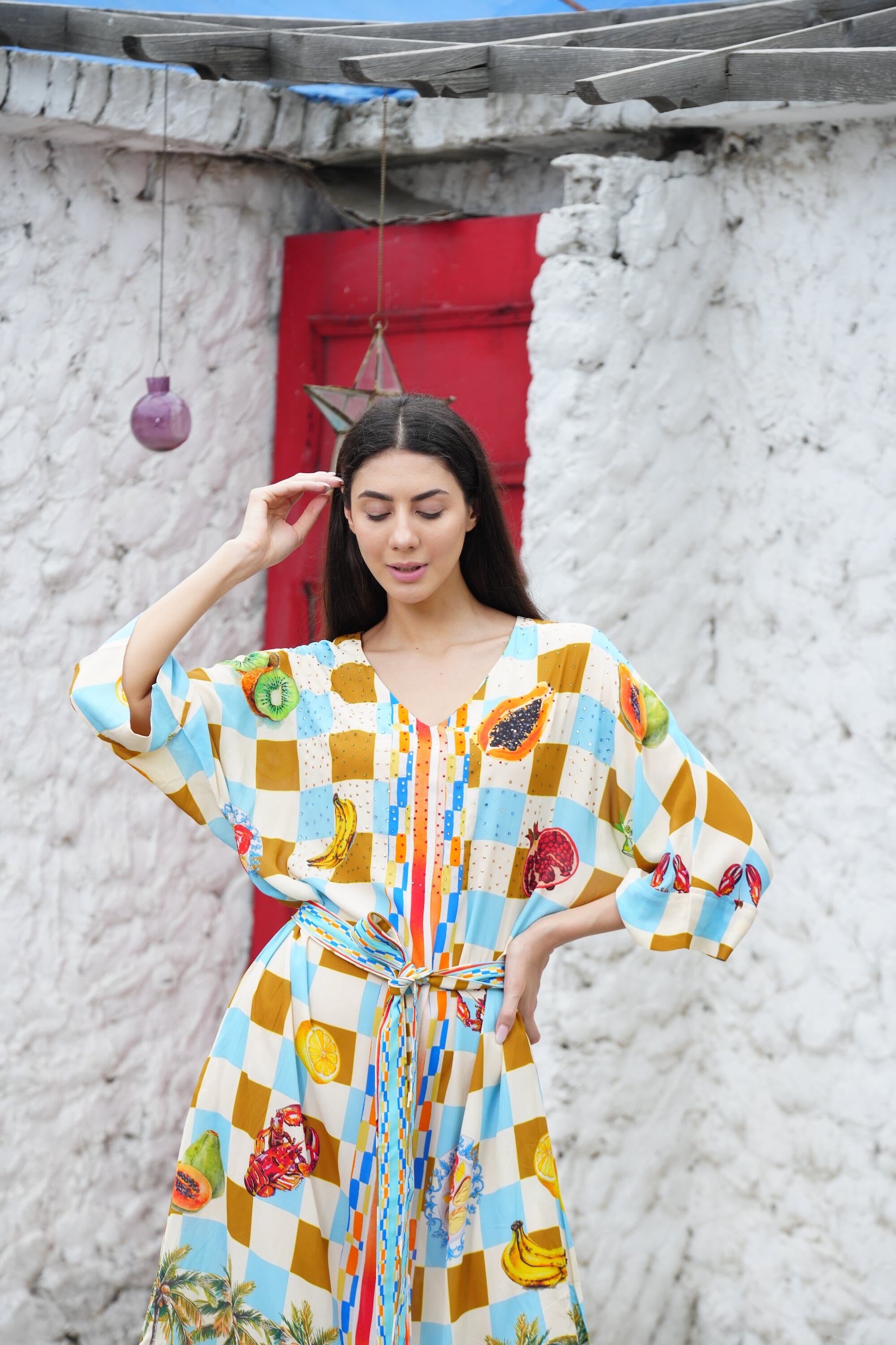 LUCCIANO - MIDI DRESS WITH SHORT SLEEVE - TheSwankStore