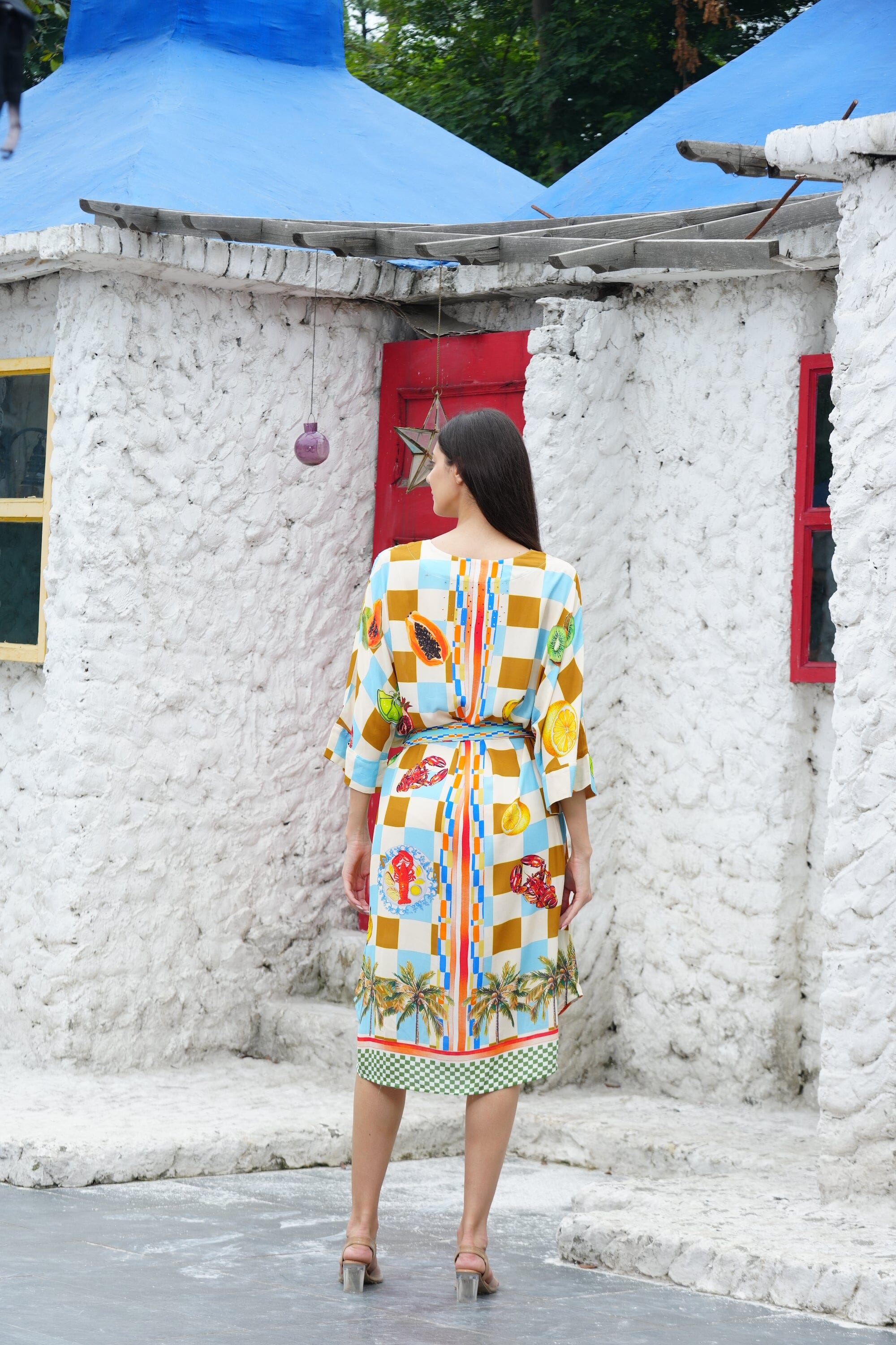LUCCIANO - MIDI DRESS WITH SHORT SLEEVE - TheSwankStore