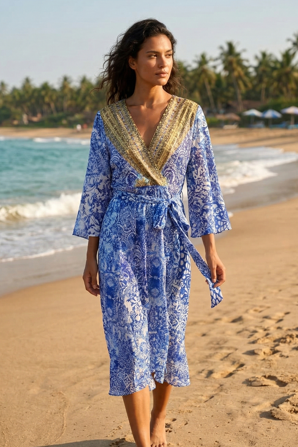 MELLELIA - BELL SLEEVE DRESS 100% Silk (Size - S/M) - TheSwankStore