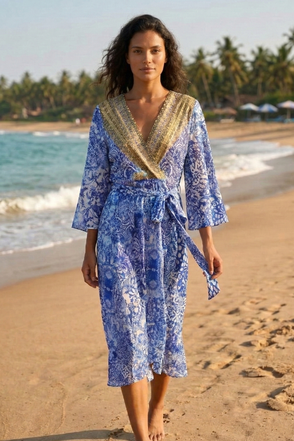 MELLELIA - BELL SLEEVE DRESS 100% Silk (Size