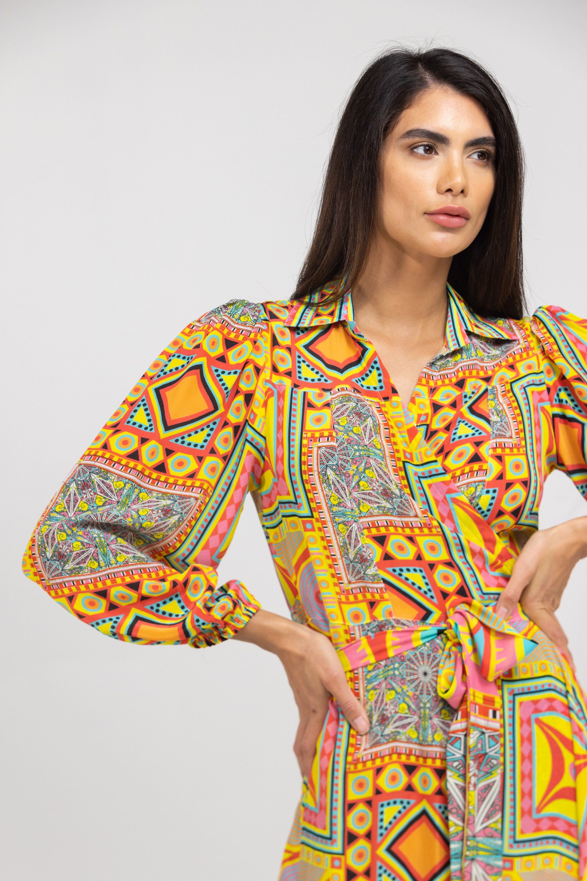 HOBART - COLLAR SHIRT DRESS 100% Silk - TheSwankStore