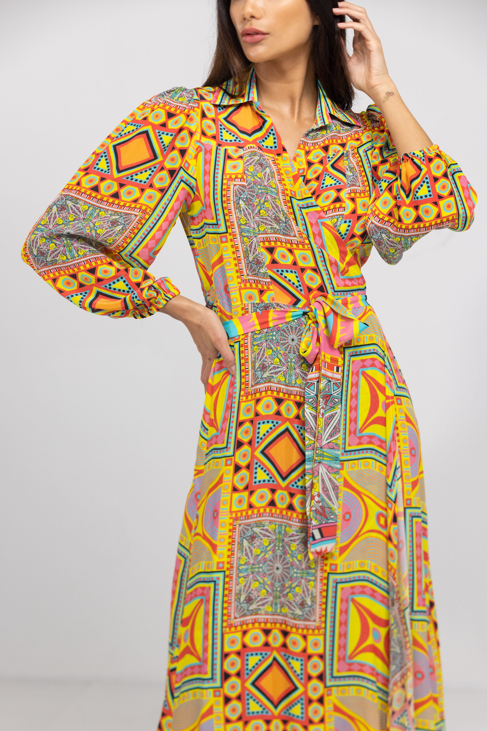 HOBART - COLLAR SHIRT DRESS 100% Silk - TheSwankStore