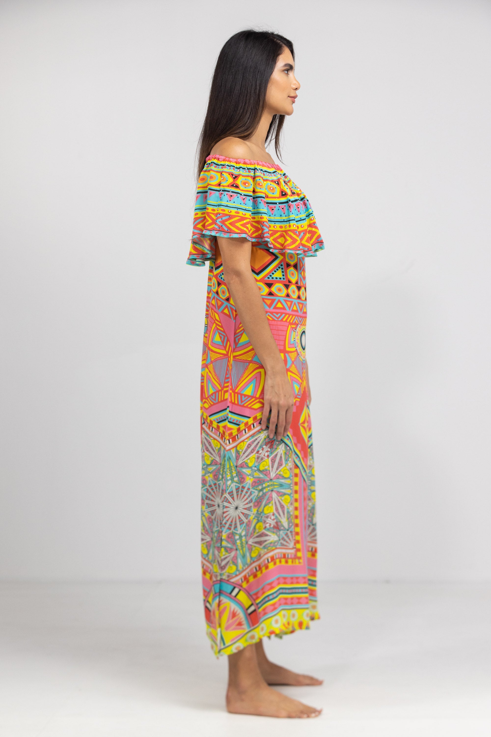 HOBART - FRILL NECK DRESS