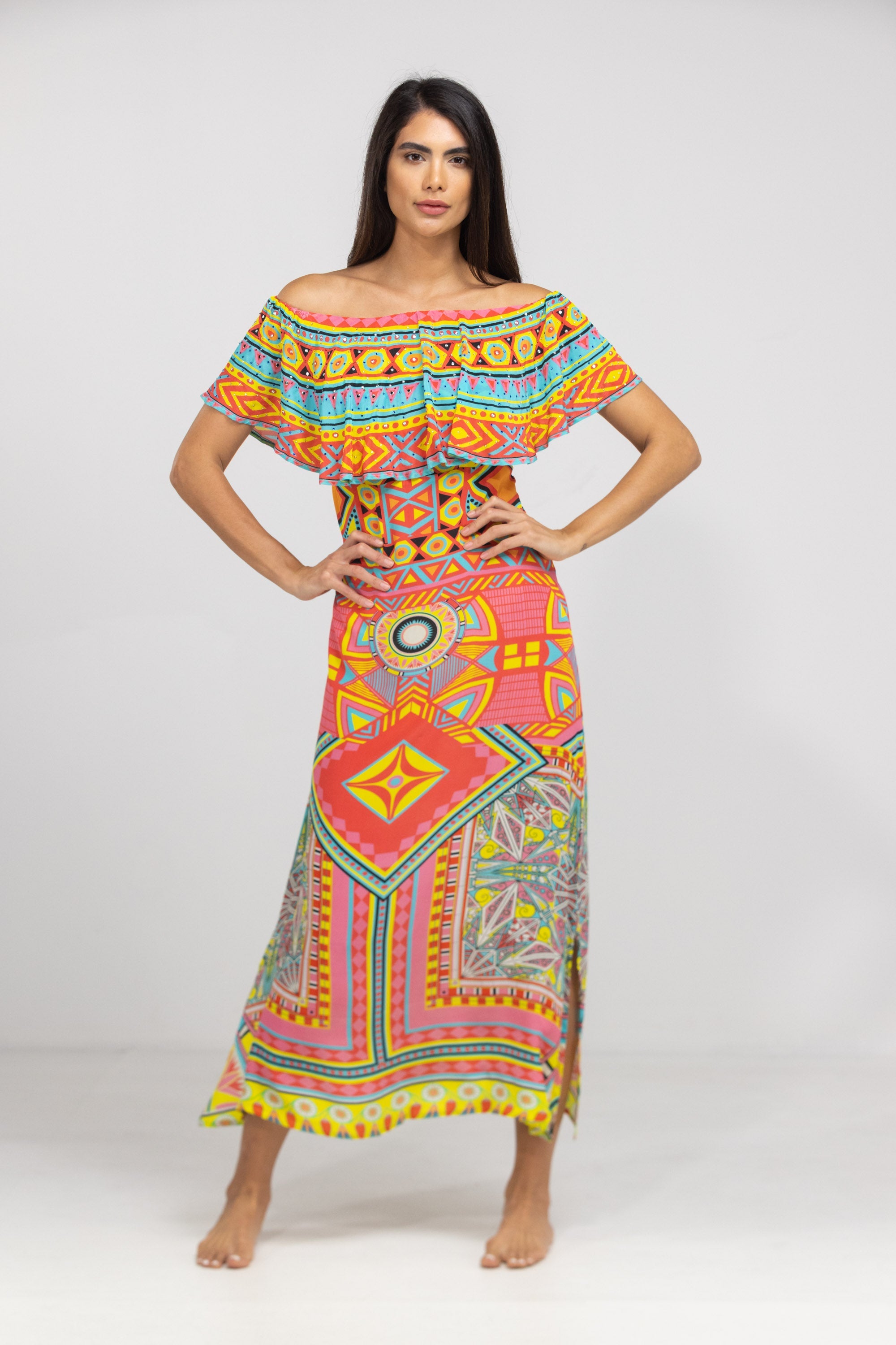 HOBART - FRILL NECK DRESS