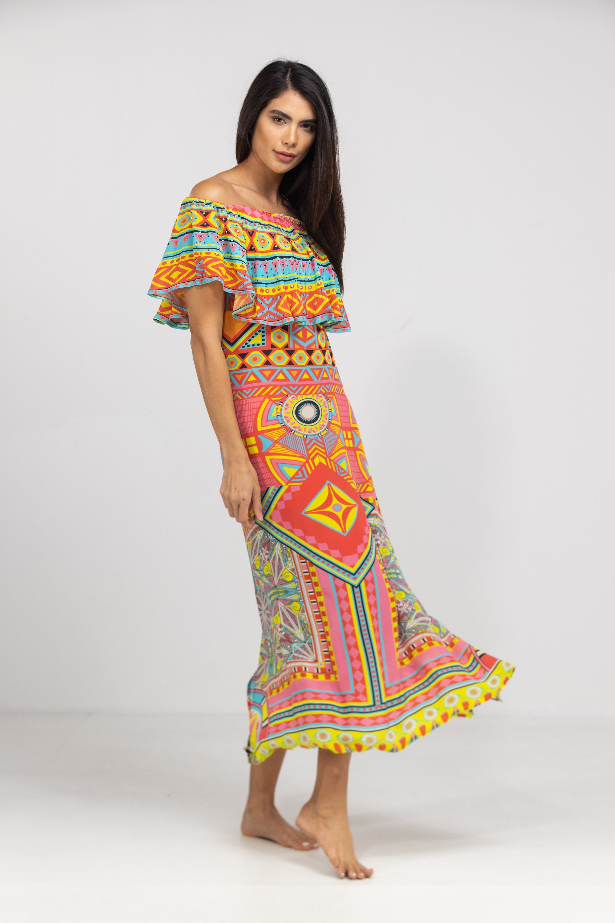 HOBART - FRILL NECK DRESS