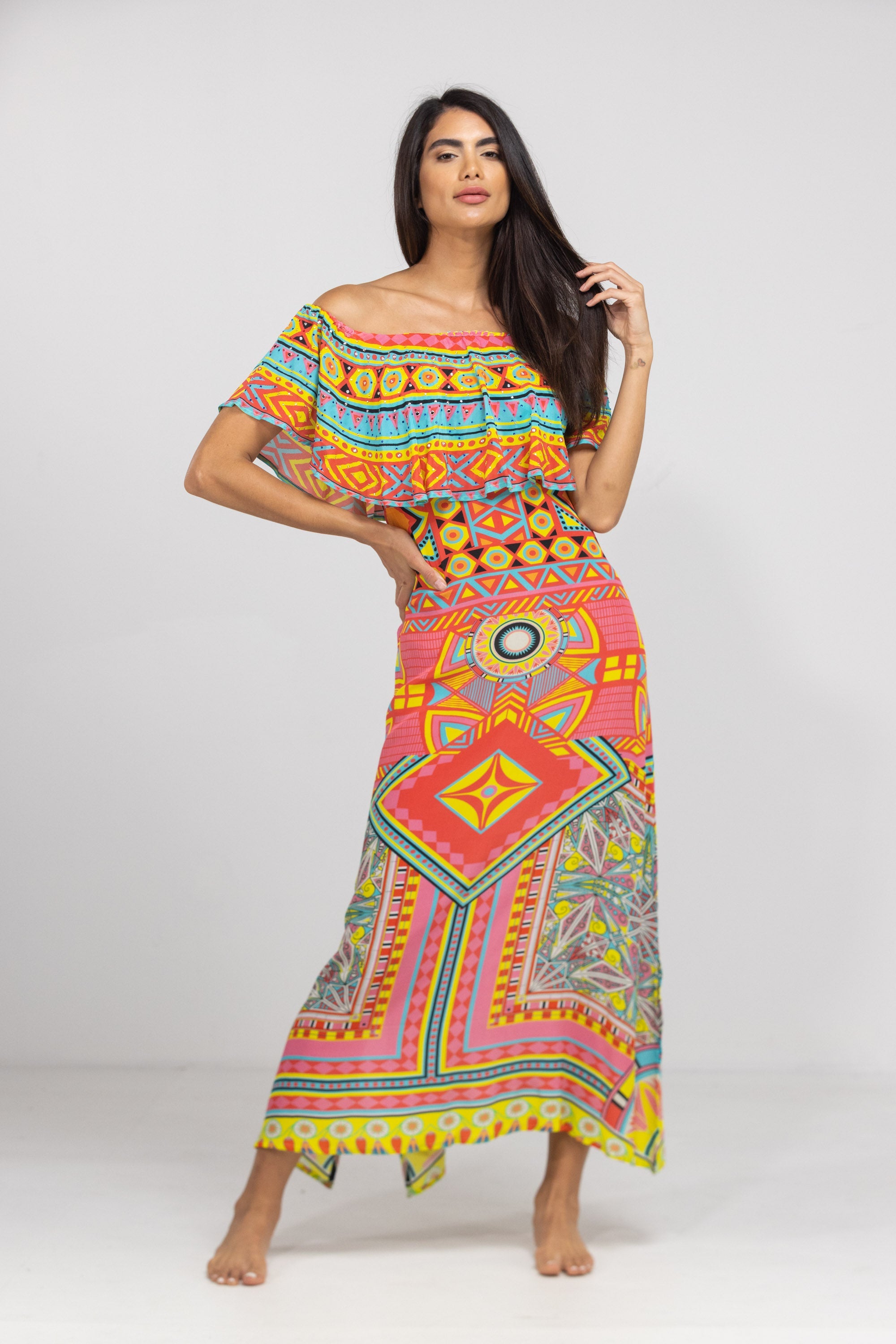 HOBART - FRILL NECK DRESS