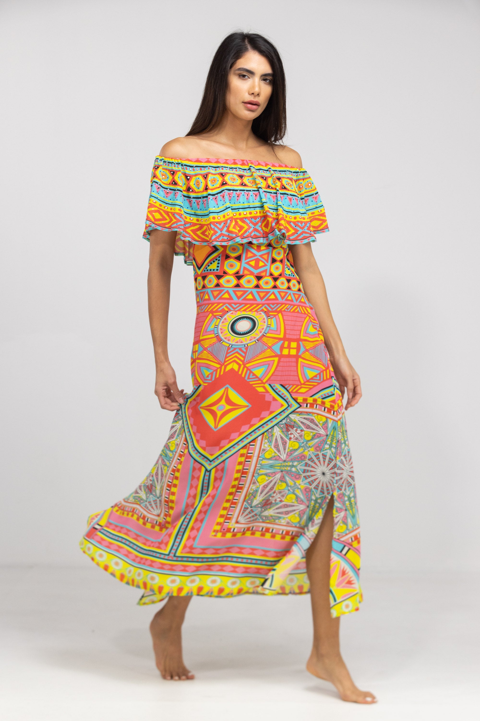 HOBART - FRILL NECK DRESS