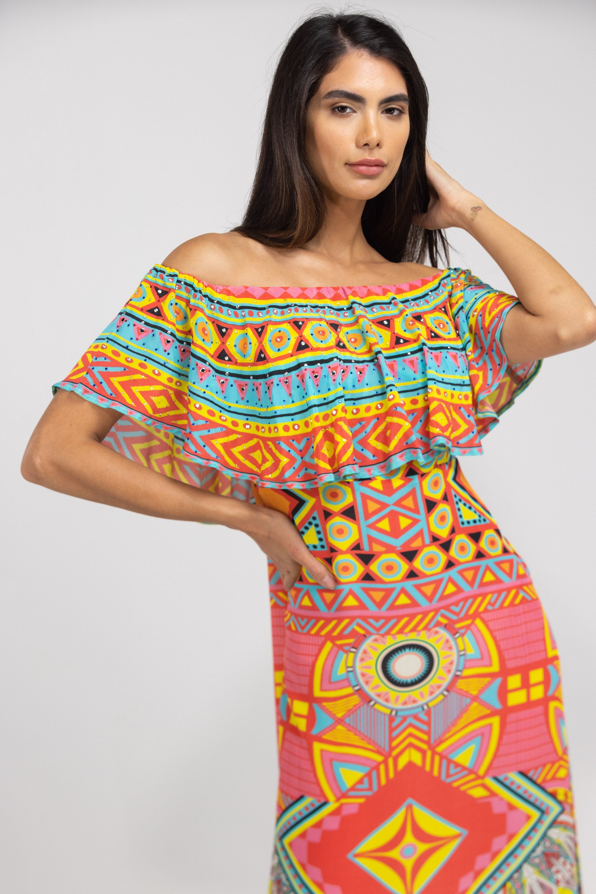 HOBART - FRILL NECK DRESS